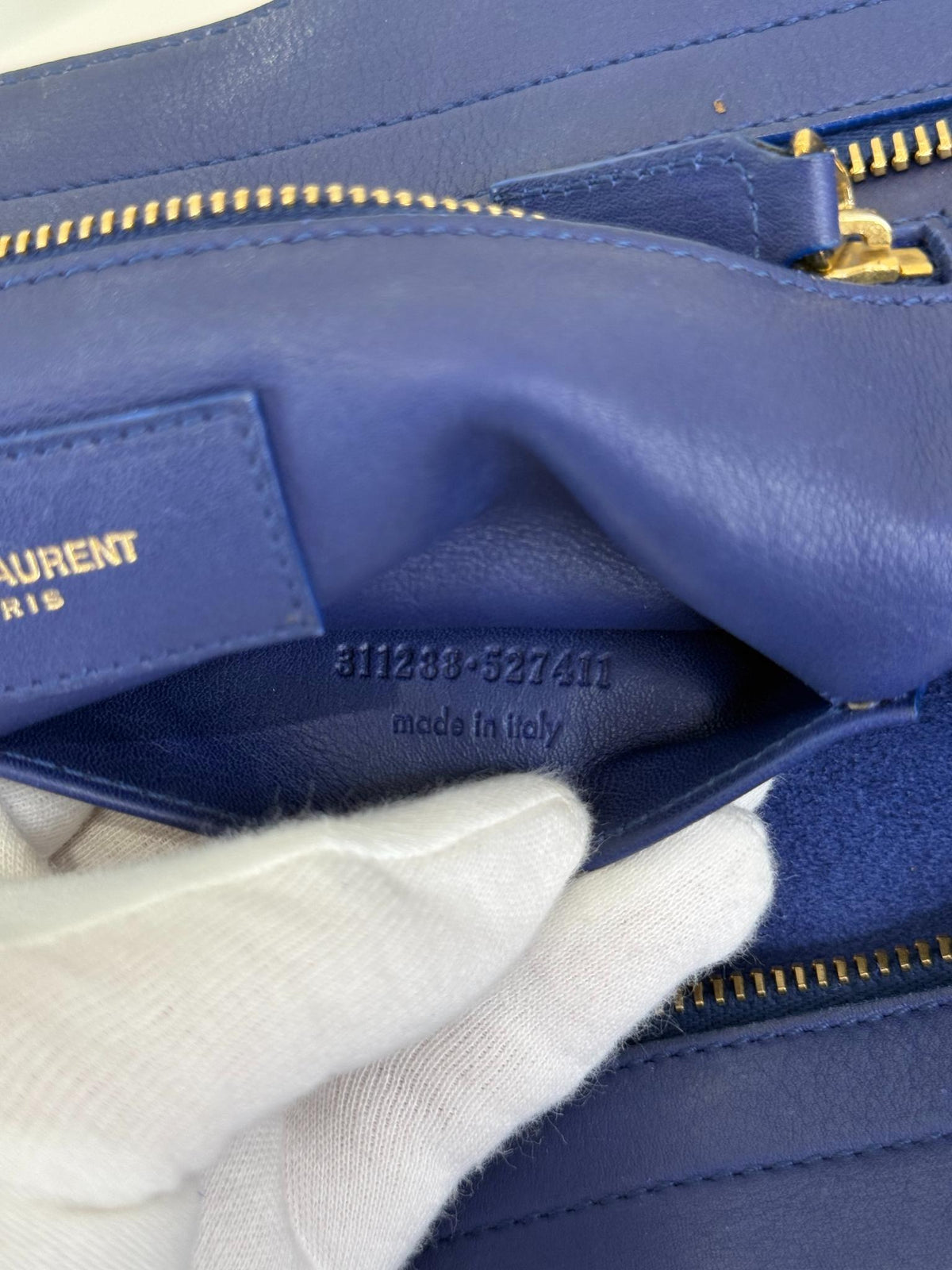 Saint Laurent Blue Smooth Calfskin Leather Cabas Classic Y Bag
