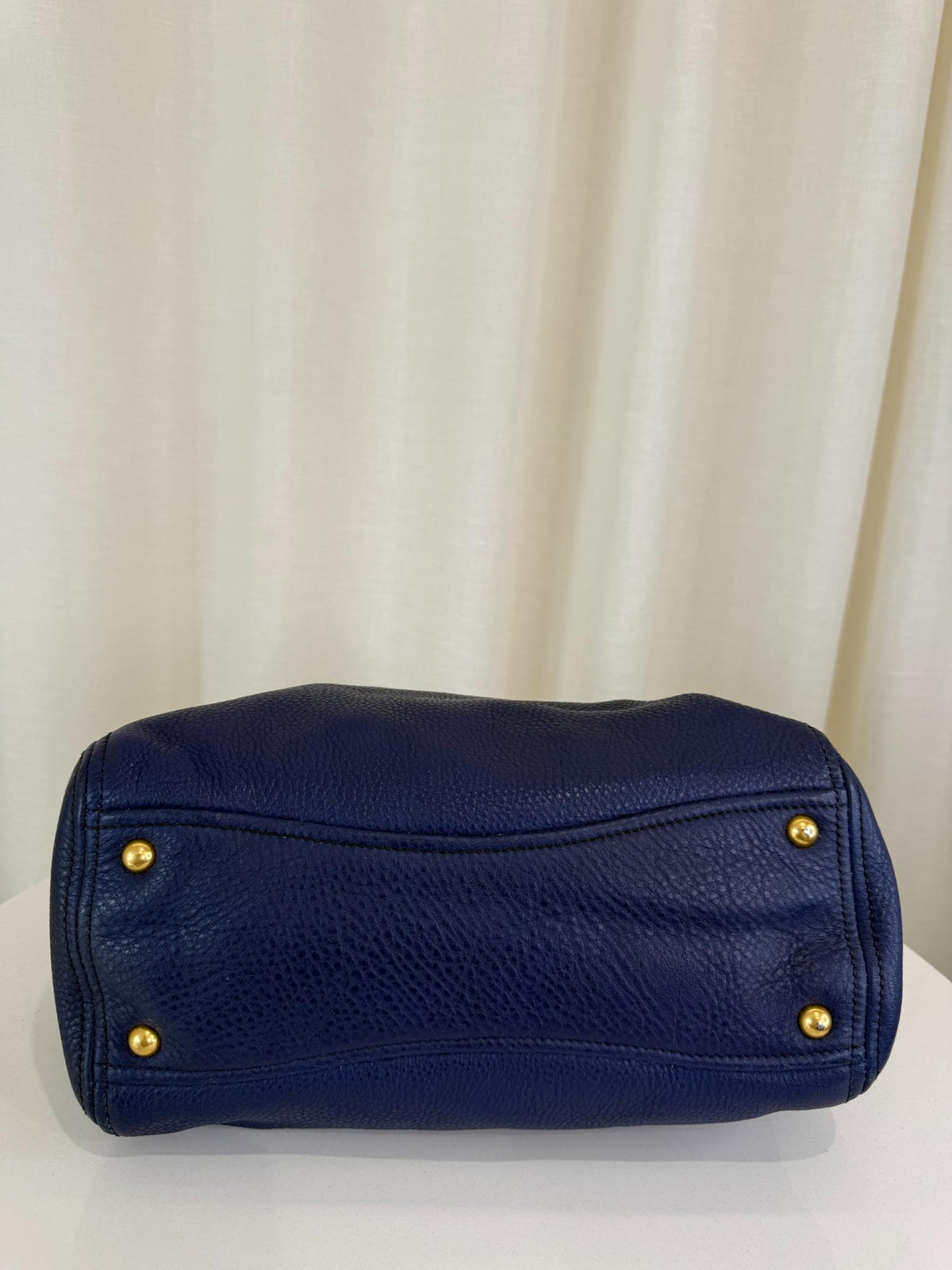 Miu Miu Vitello Daino Blue Leather Tote