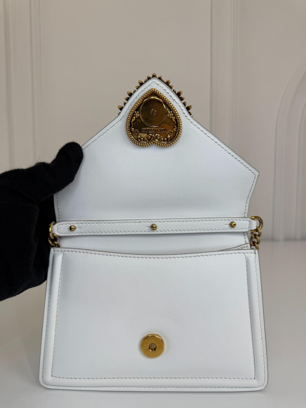 Dolce Gabbana Small Devotion White Smooth Calfskin Leather Bag