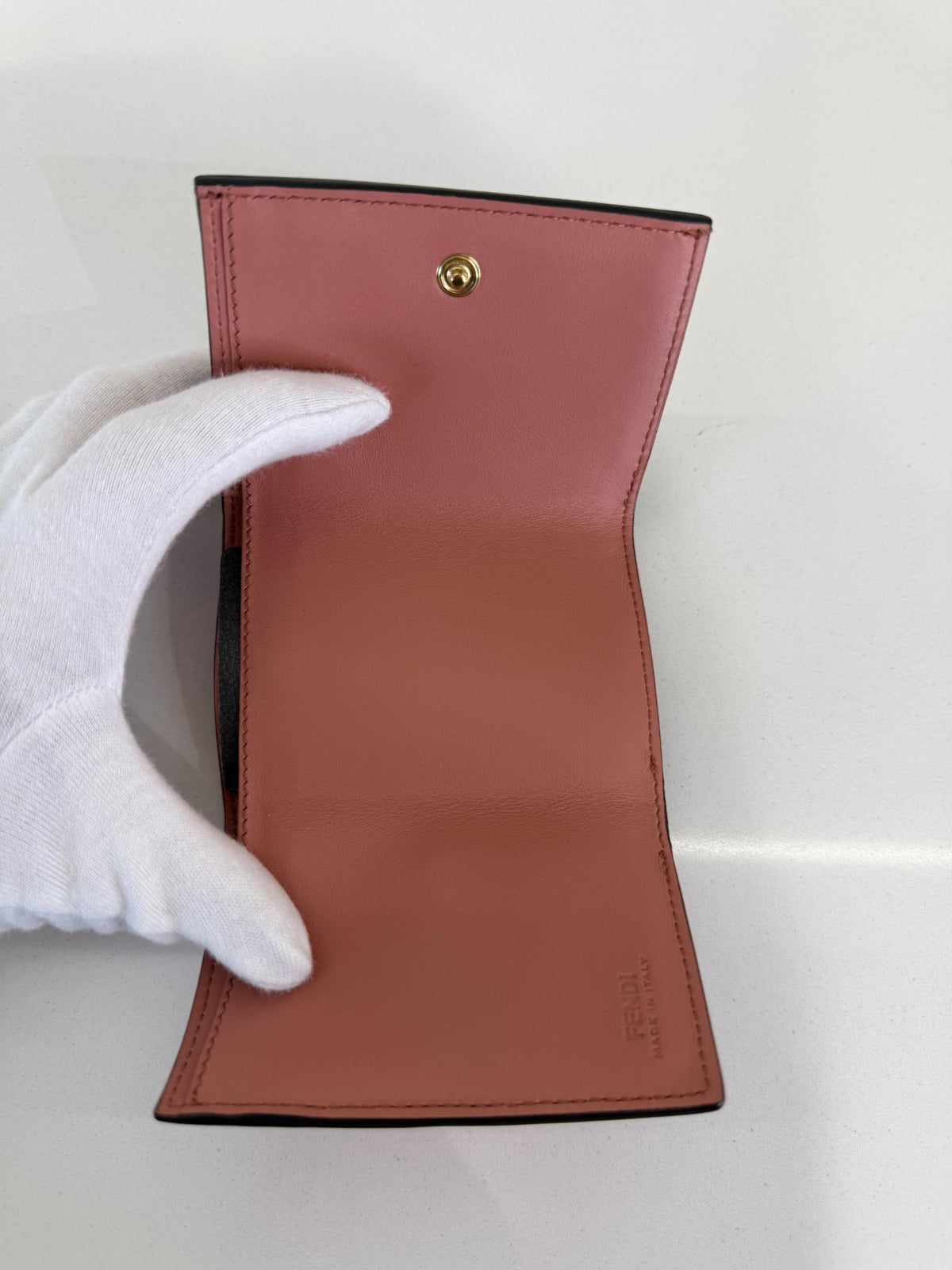 Fendi F Is Fendi Pink Leather Python Flap Wallet