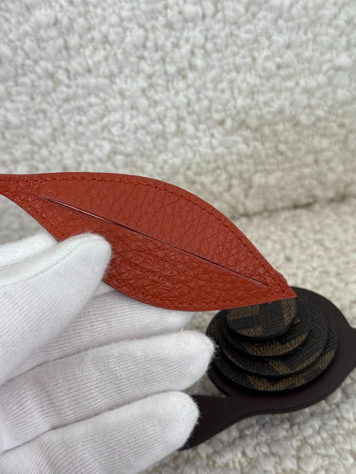 Fendi Leather Zucca FF Snail Bag Charm