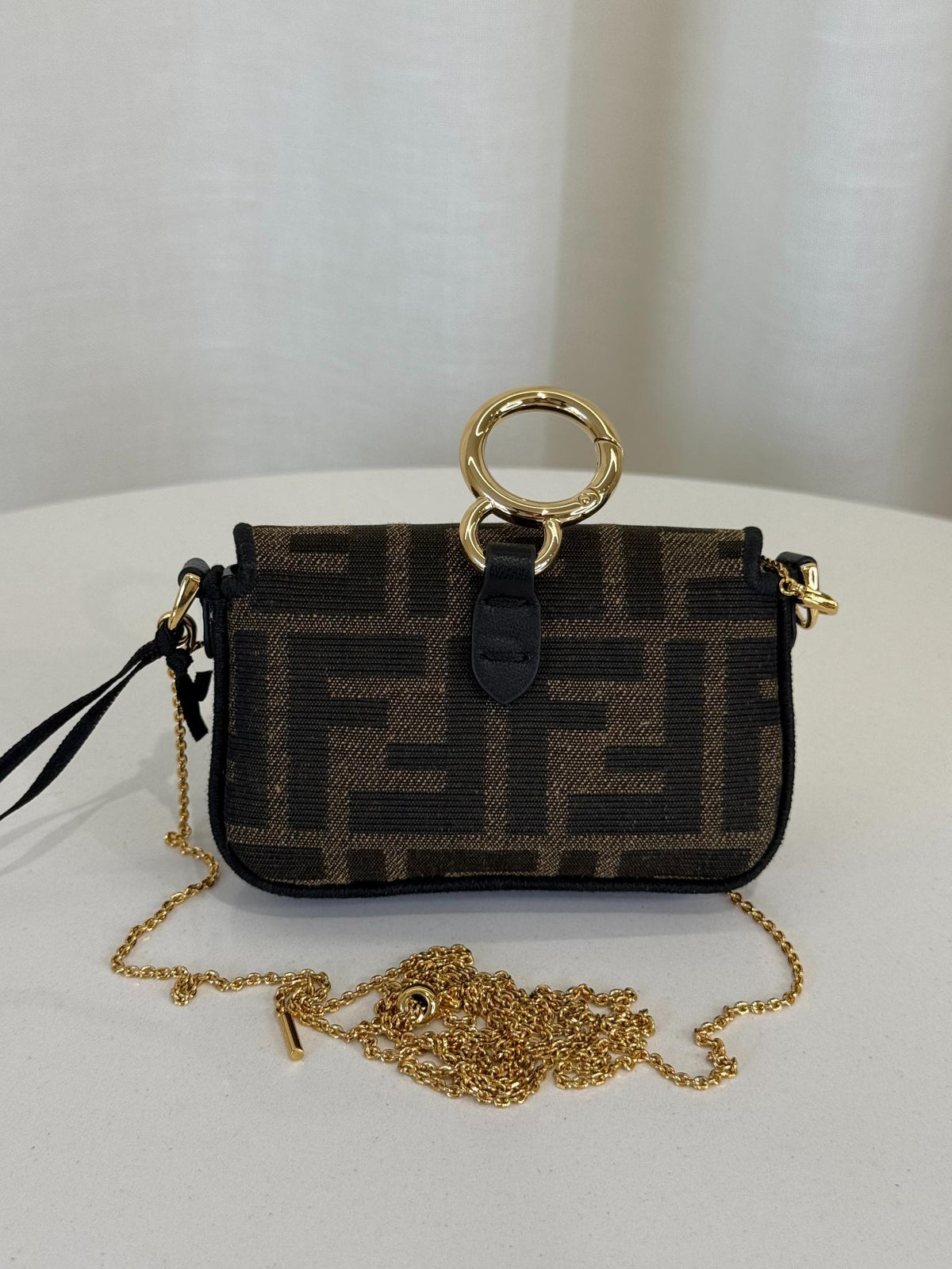 Fendi Nano Baguette FF Jacquard Chain Bag