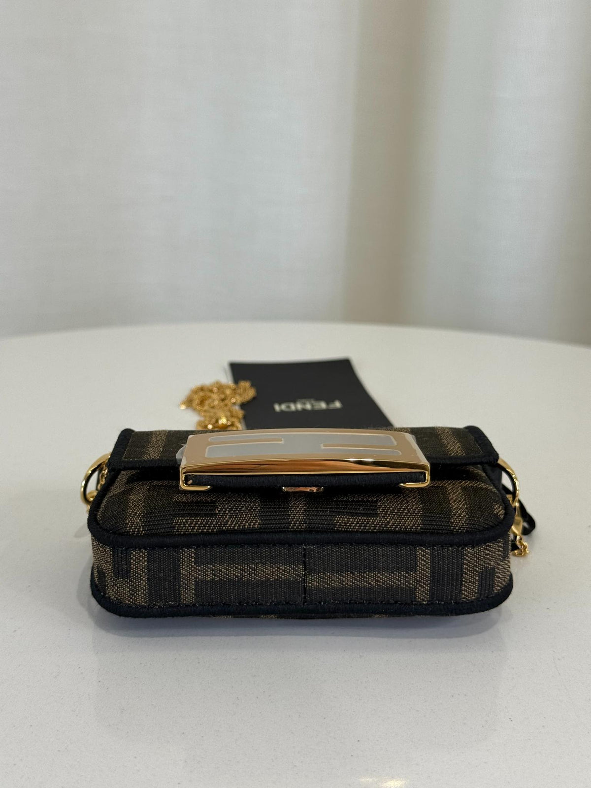 Fendi Nano Baguette FF Jacquard Chain Bag