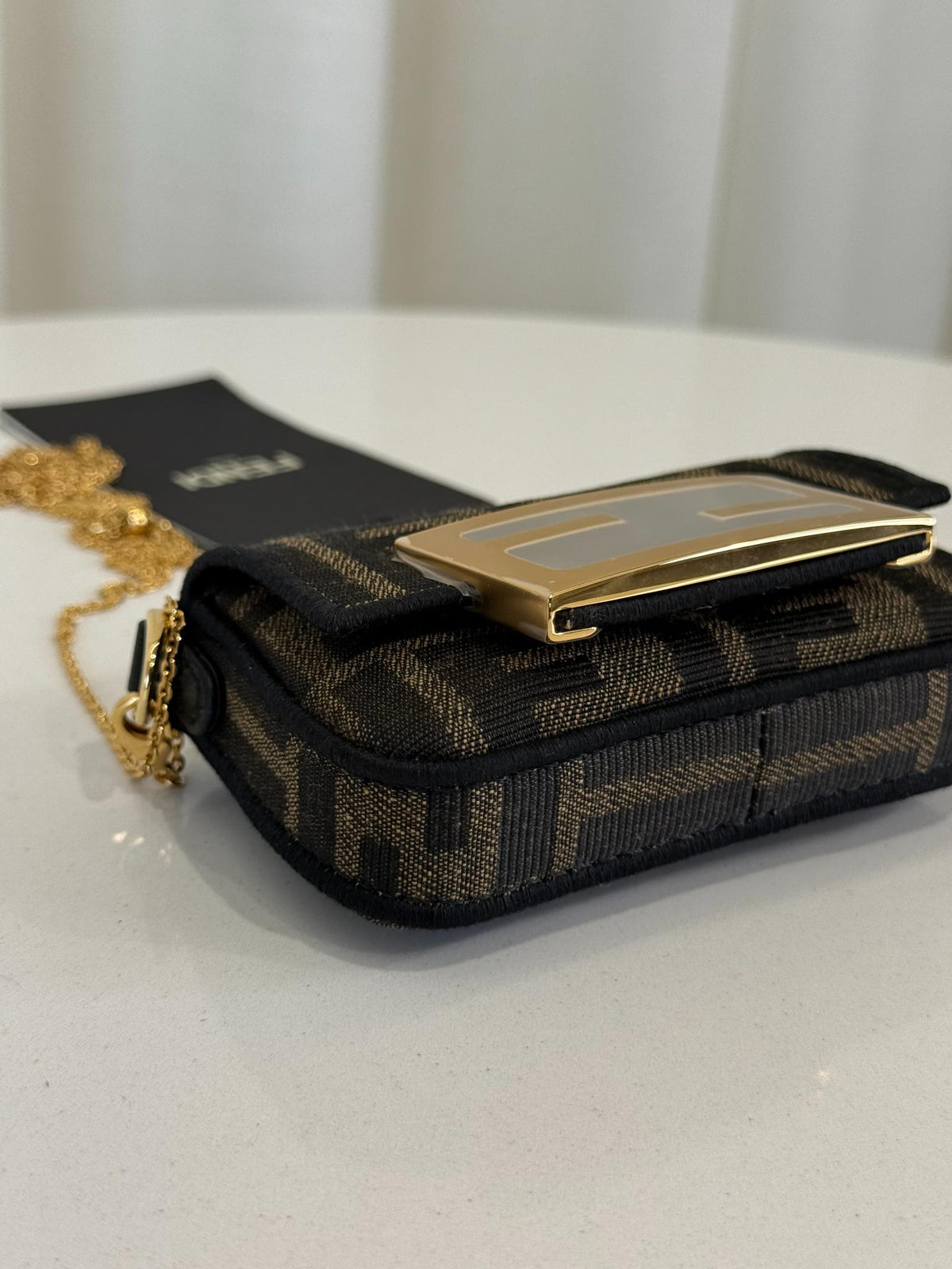 Fendi Nano Baguette FF Jacquard Chain Bag