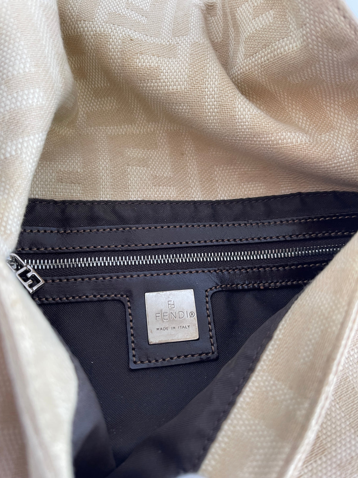 Fendi Iconic Beige Zucca Canvas Baguette
