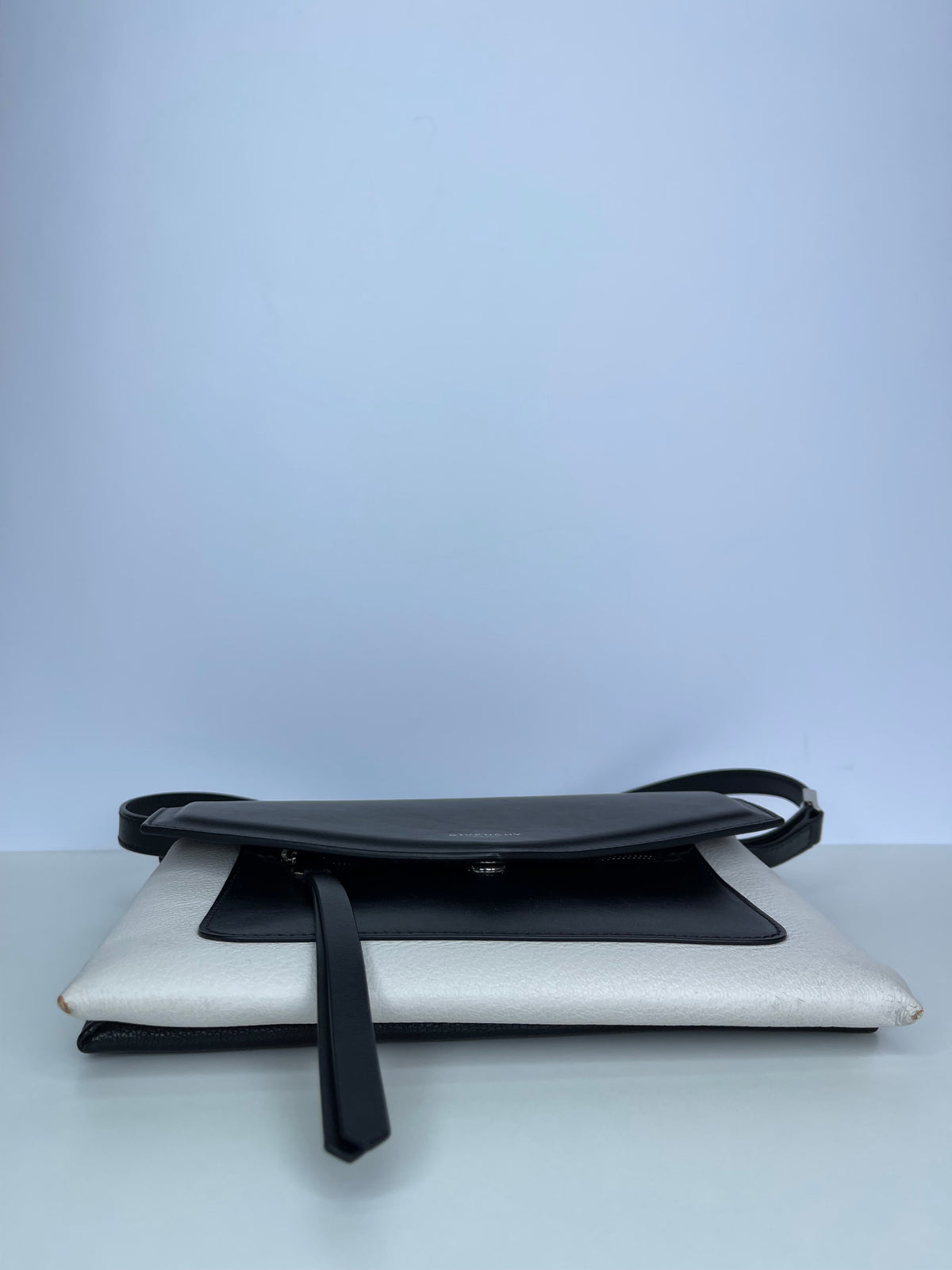 Givenchy Duetto Calfskin Leather Crossbody Bag Black and White