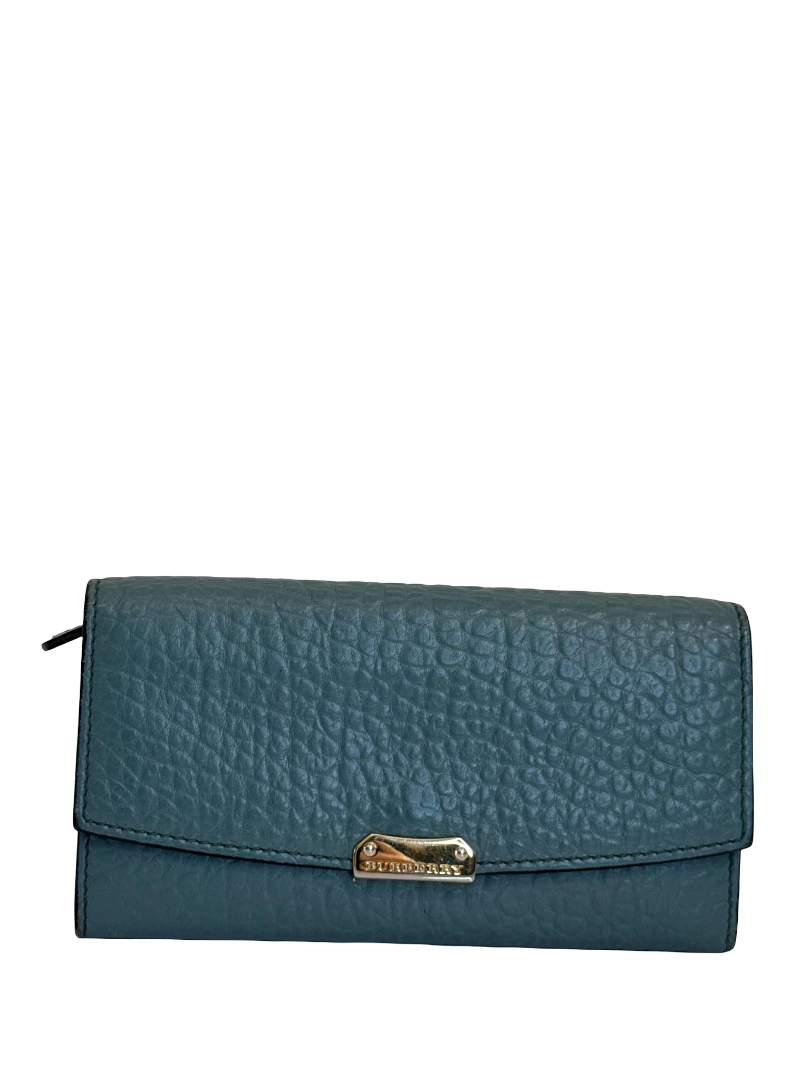 Burberry Grainy Calfskin Aqua Green Porter Continental Wallet