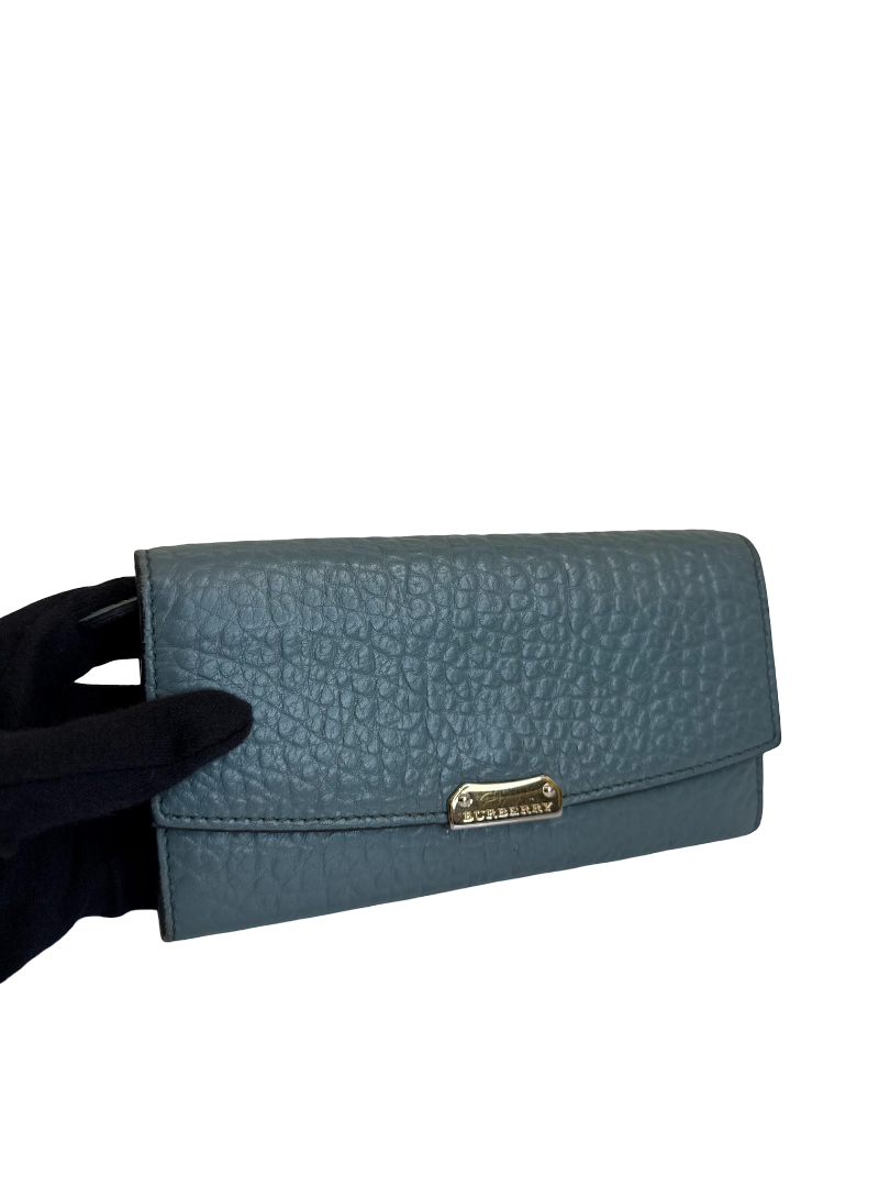 Burberry Grainy Calfskin Aqua Green Porter Continental Wallet