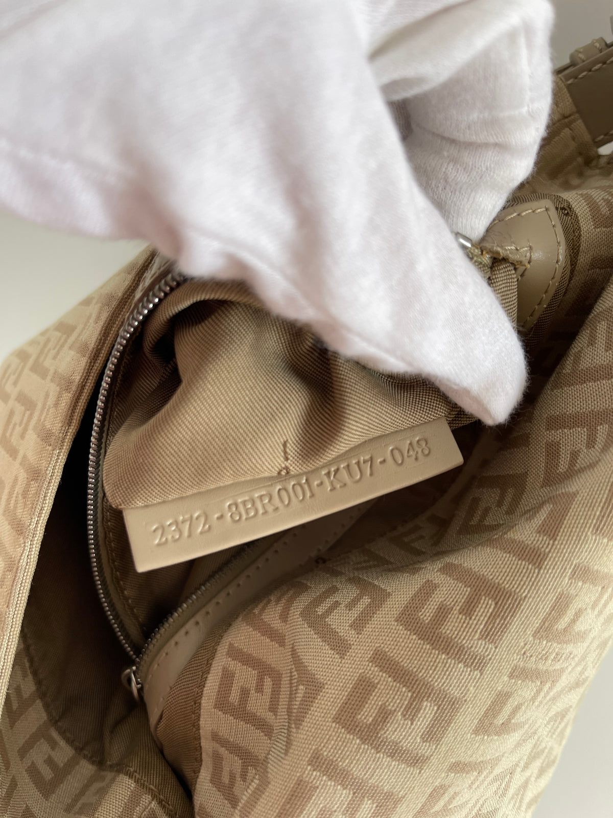 Fendi Jacquard Mamma Baguette Brown White Beige Cream