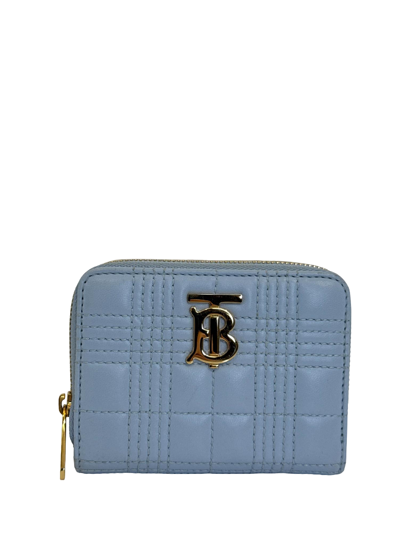 Burberry Lola Zip Light Blue Quilted Wallet