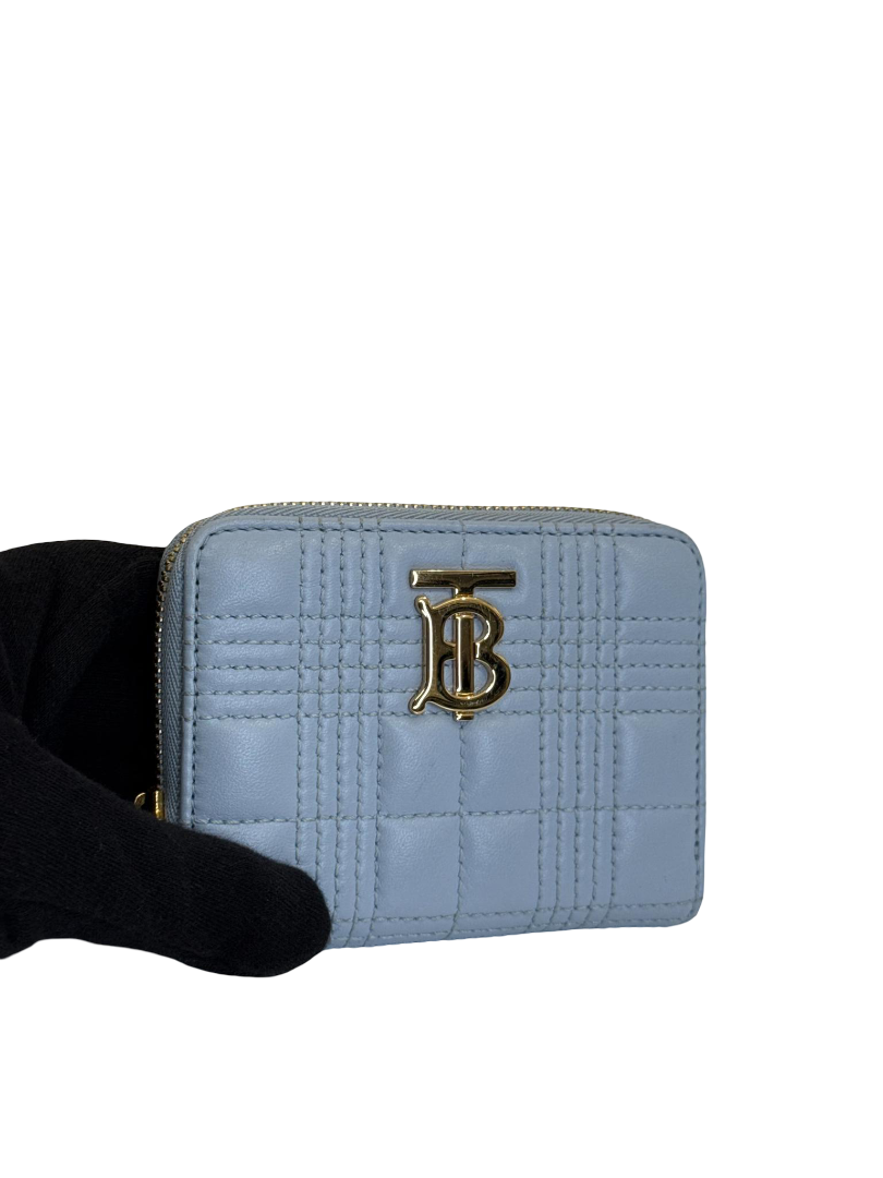 Burberry Lola Zip Light Blue Quilted Wallet