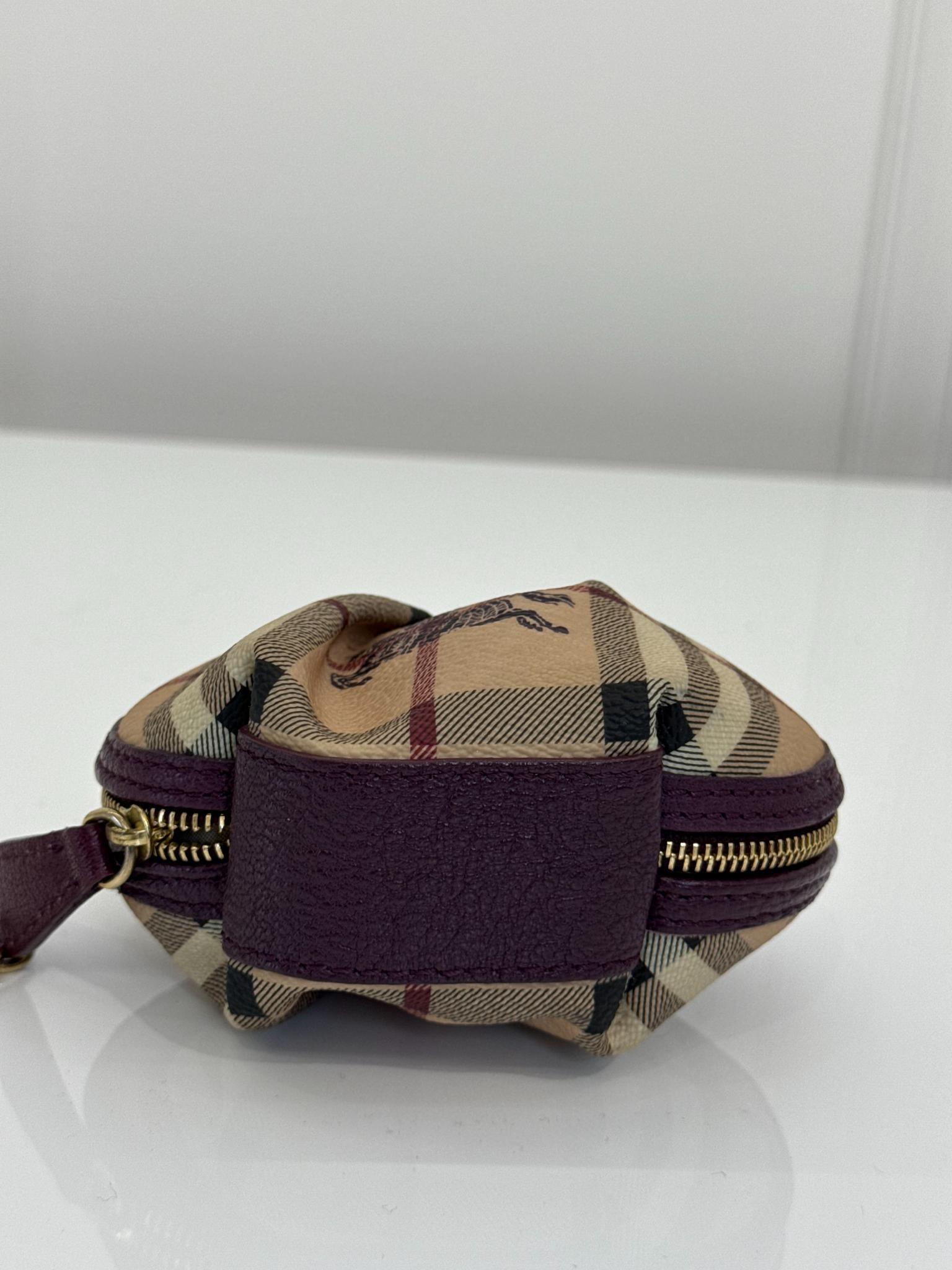 Burberry Beige/Purple Haymarket Check Coin Purse
