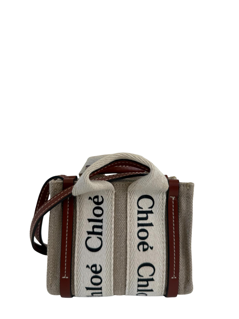 Chloé Beige/Brown Woody Nano Tote Bag