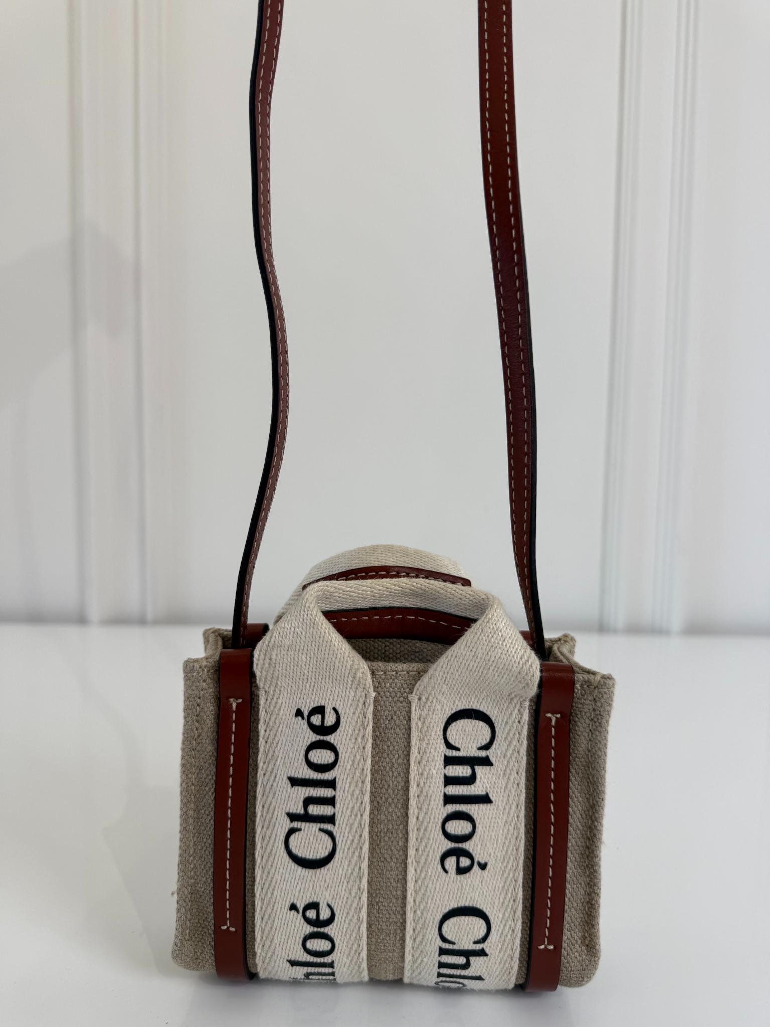 Chloé Beige/Brown Woody Nano Tote Bag