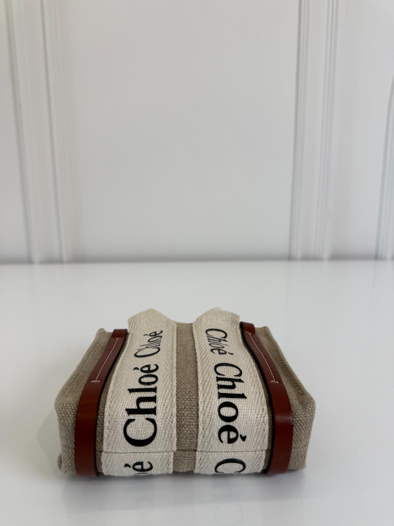 Chloé Beige/Brown Woody Nano Tote Bag