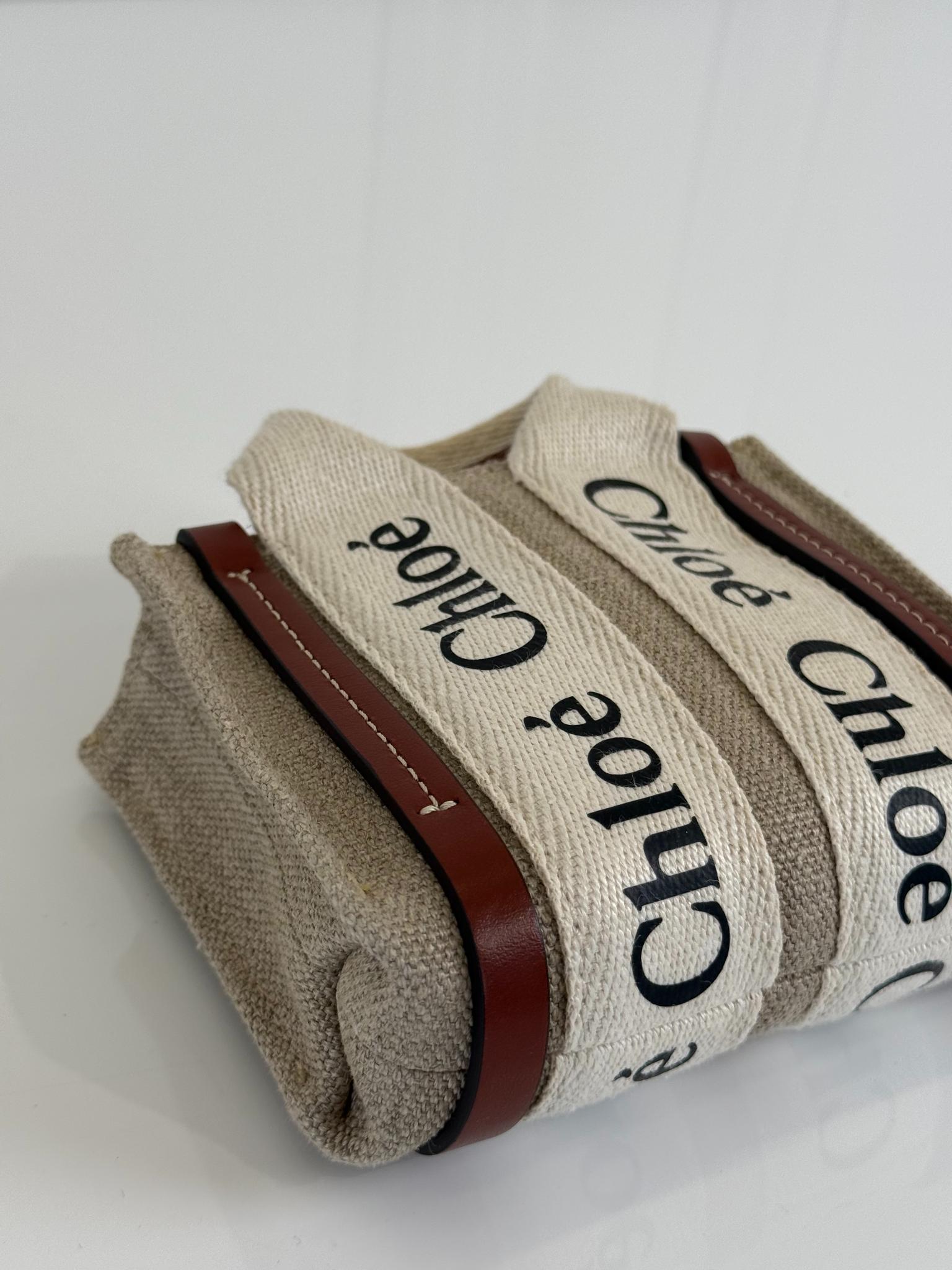 Chloé Beige/Brown Woody Nano Tote Bag