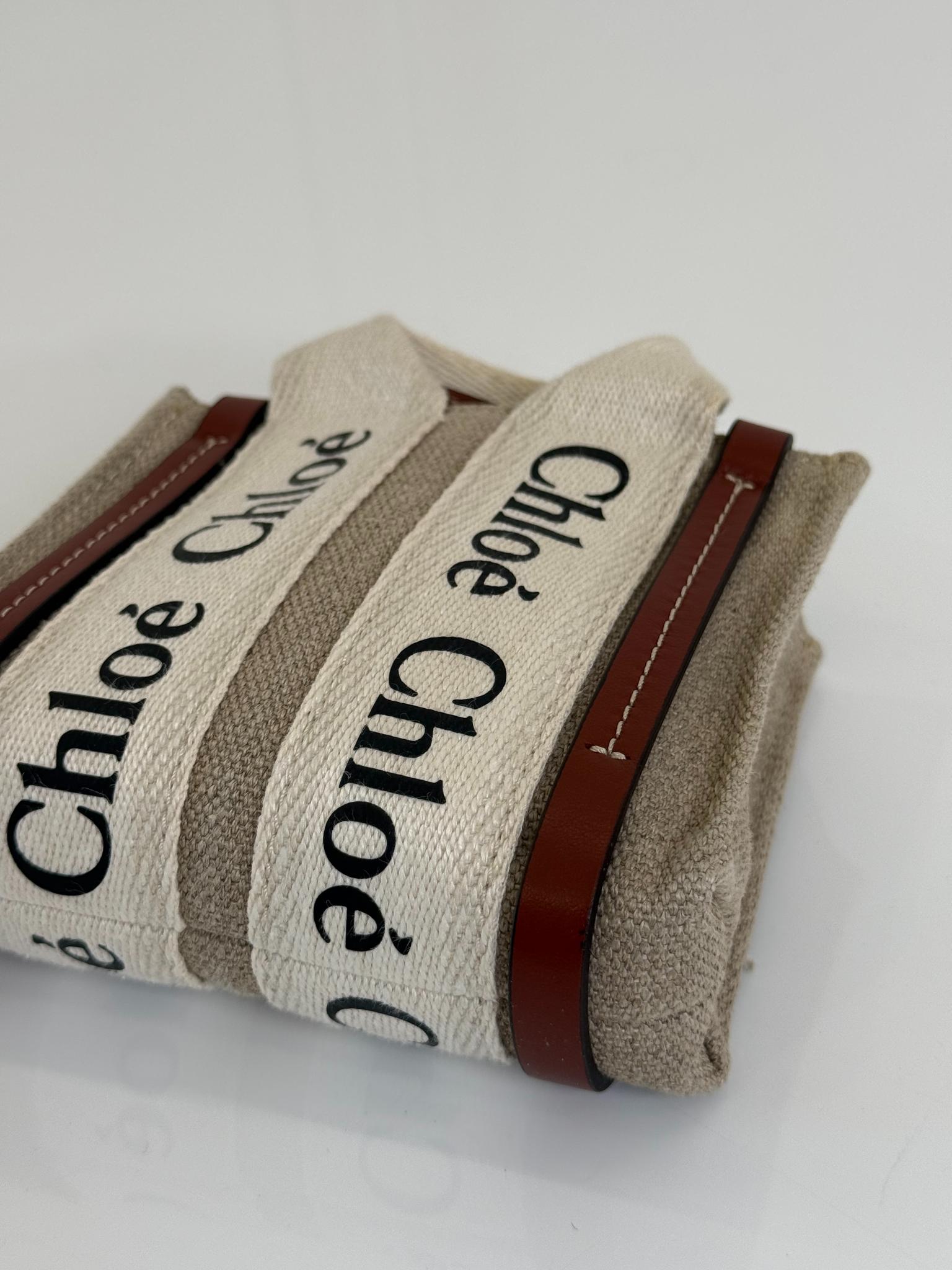 Chloé Beige/Brown Woody Nano Tote Bag