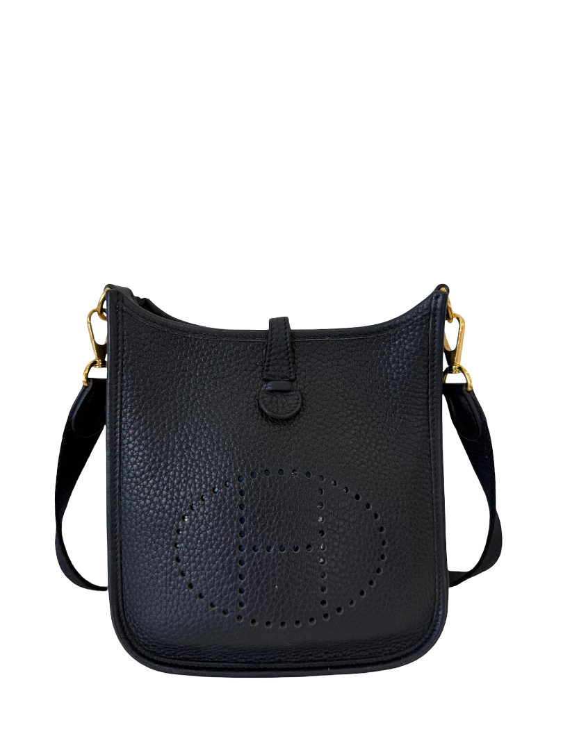 Hermès Dark Blue Clemence Mini Evelyne TPM 16 GHW