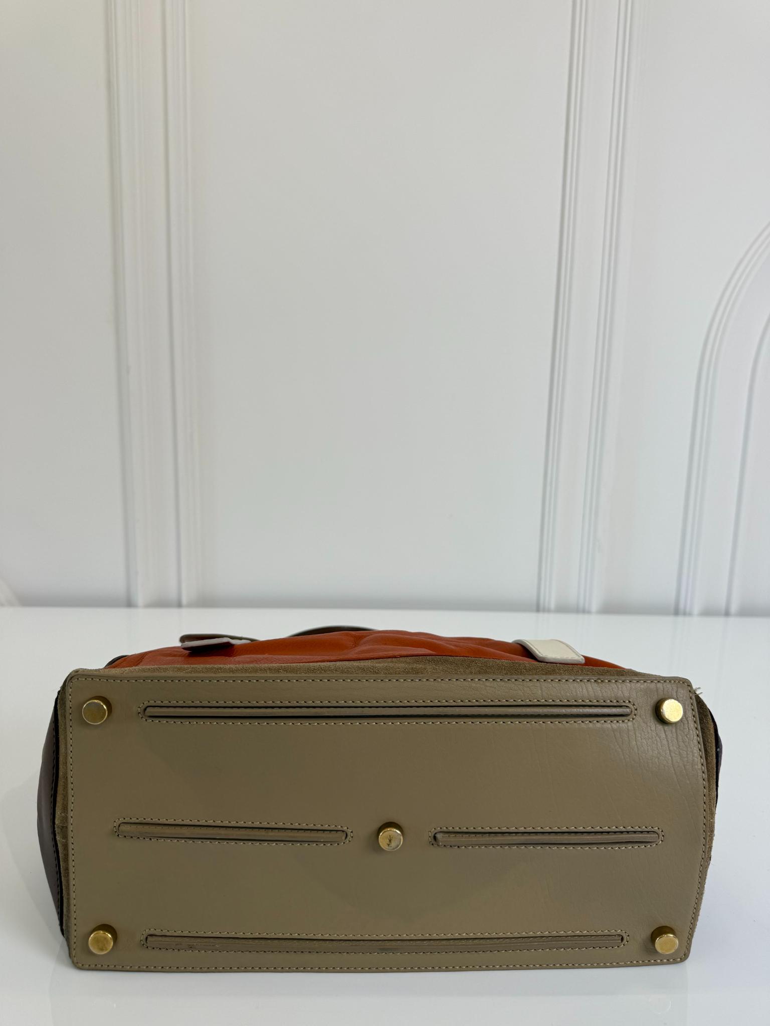 Saint Laurent Tri Color Leather Large Muse Two Top Handle Bag