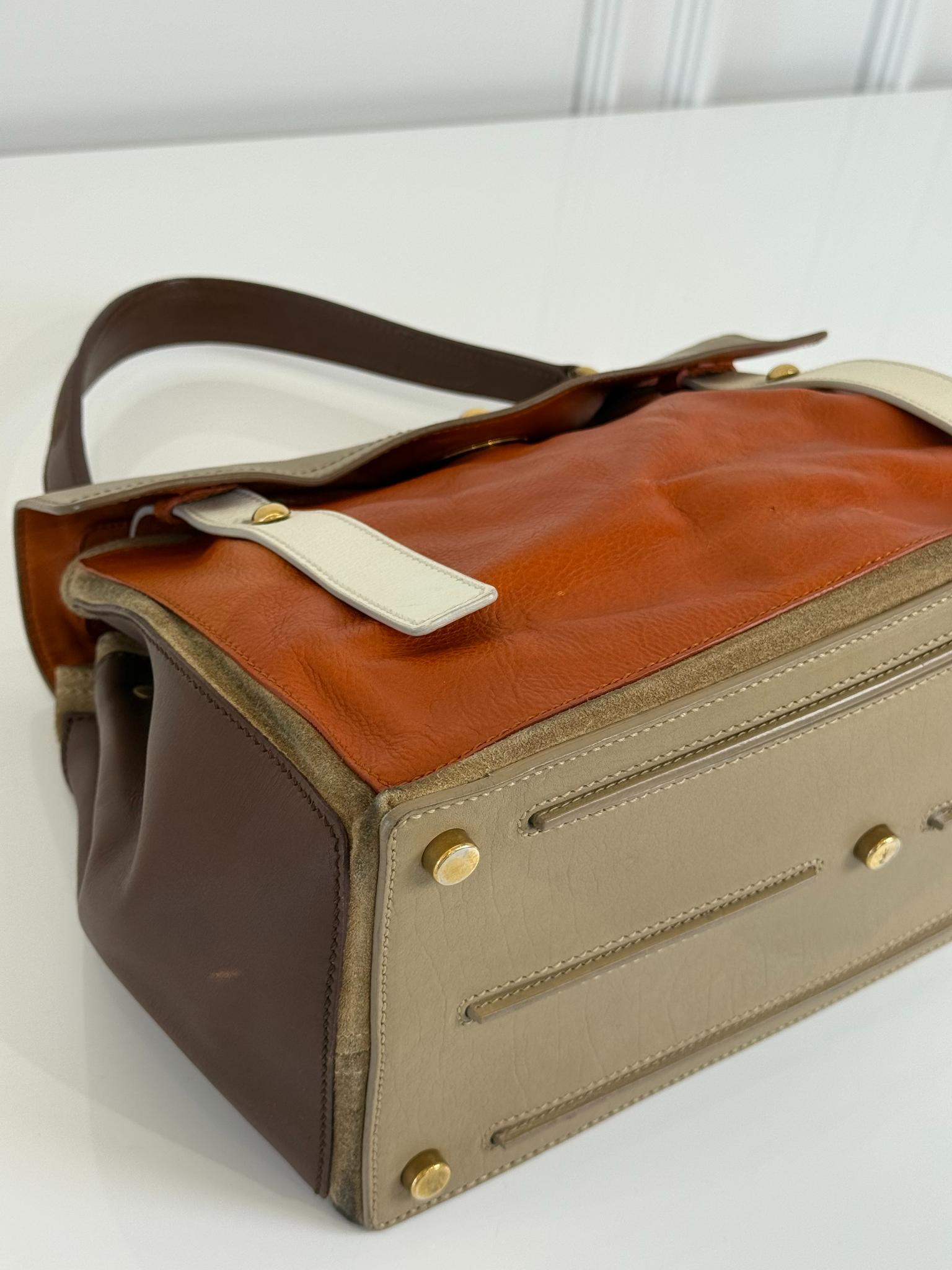 Saint Laurent Tri Color Leather Large Muse Two Top Handle Bag