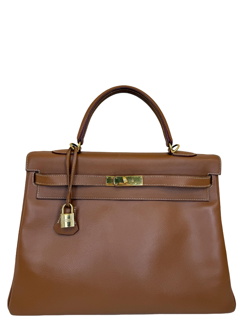 Hermès Kelly Retourne 35 Gold Epsom Leather GHW