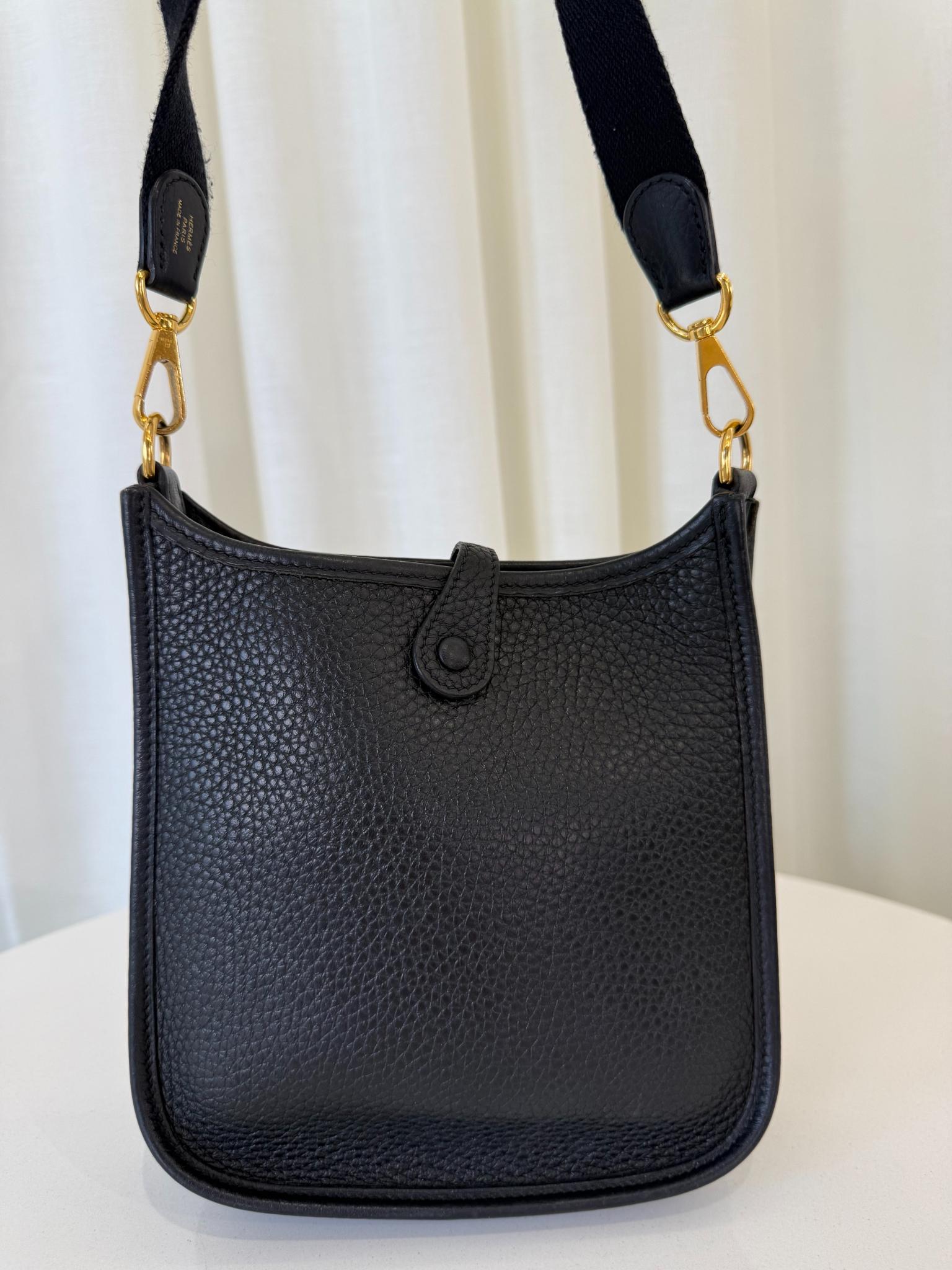 Hermès Dark Blue Clemence Mini Evelyne TPM 16 GHW