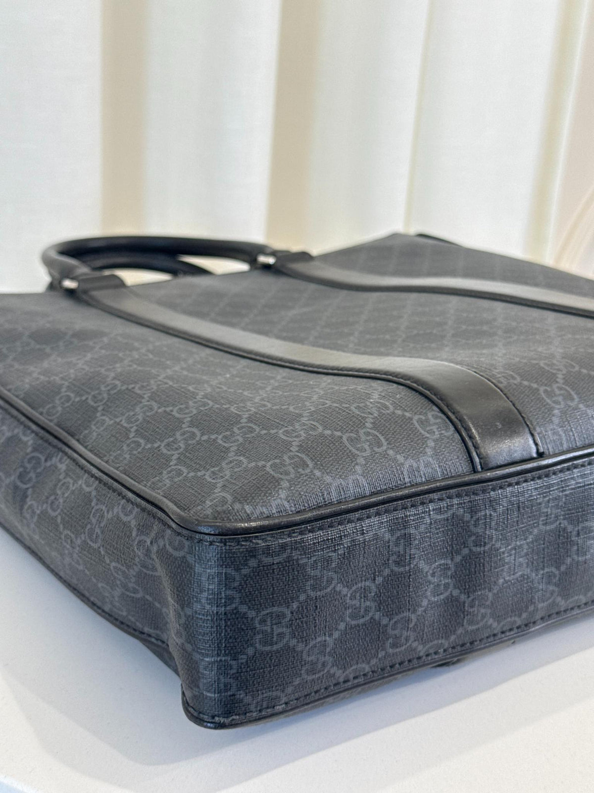 Gucci Medium GG Supreme Leather-Trimmed Tote Bag