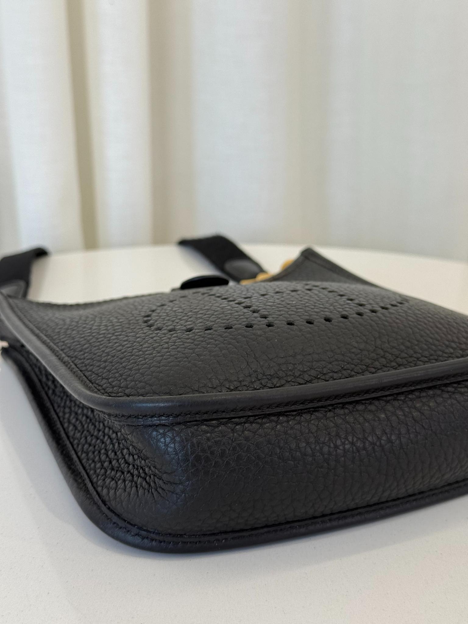 Hermès Dark Blue Clemence Mini Evelyne TPM 16 GHW