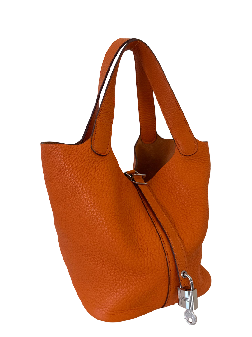 Hermès Picotin Lock 22 Taurillon Clemence Orange Leather