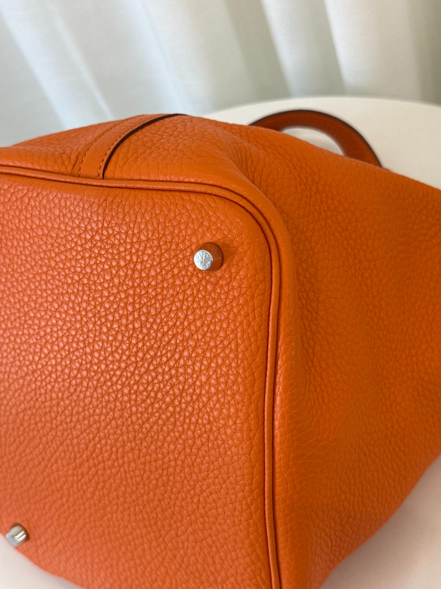 Hermès Picotin Lock 22 Taurillon Clemence Orange Leather