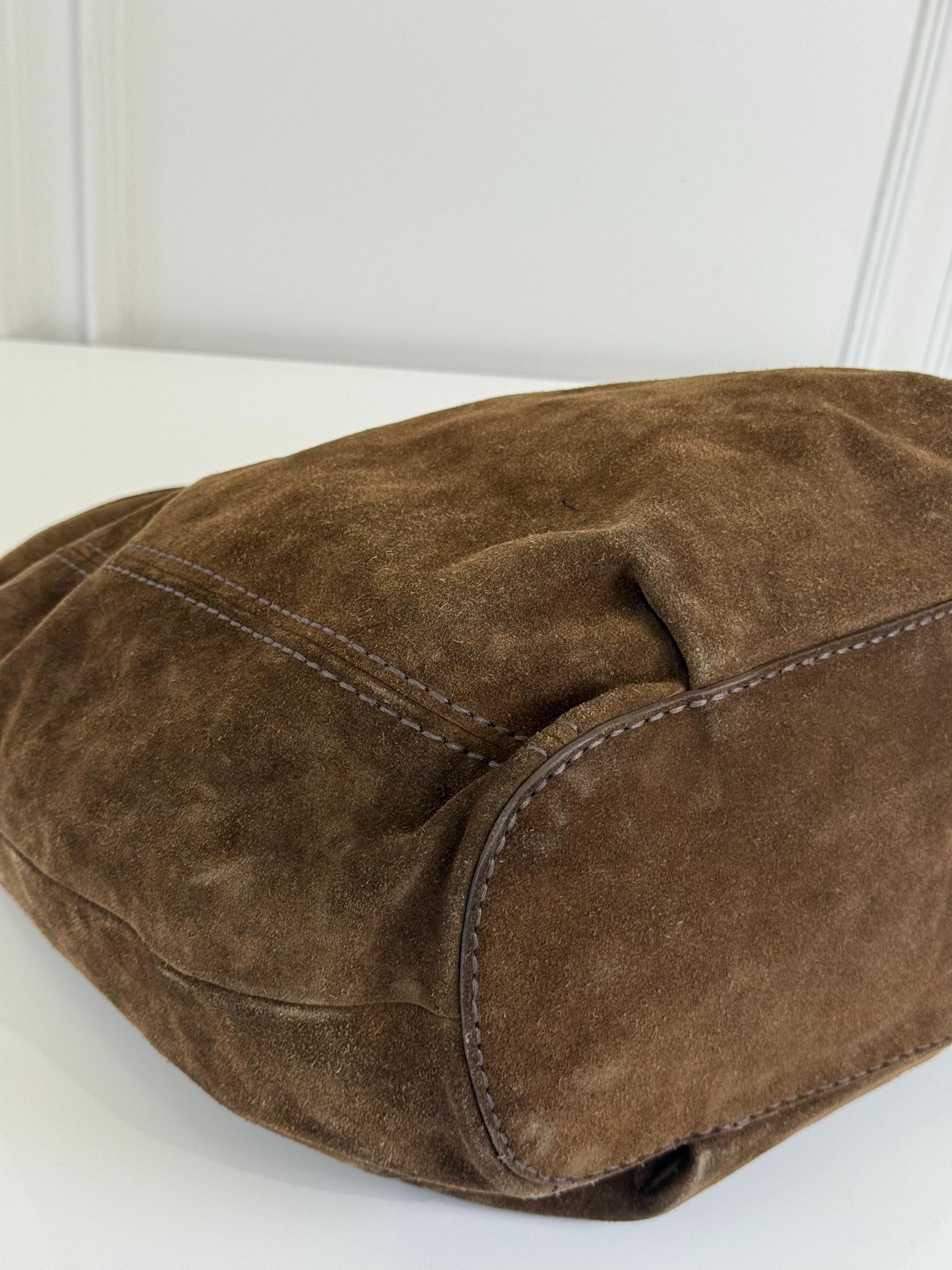 Prada Scamosciato Suede Brown Hobo Bag