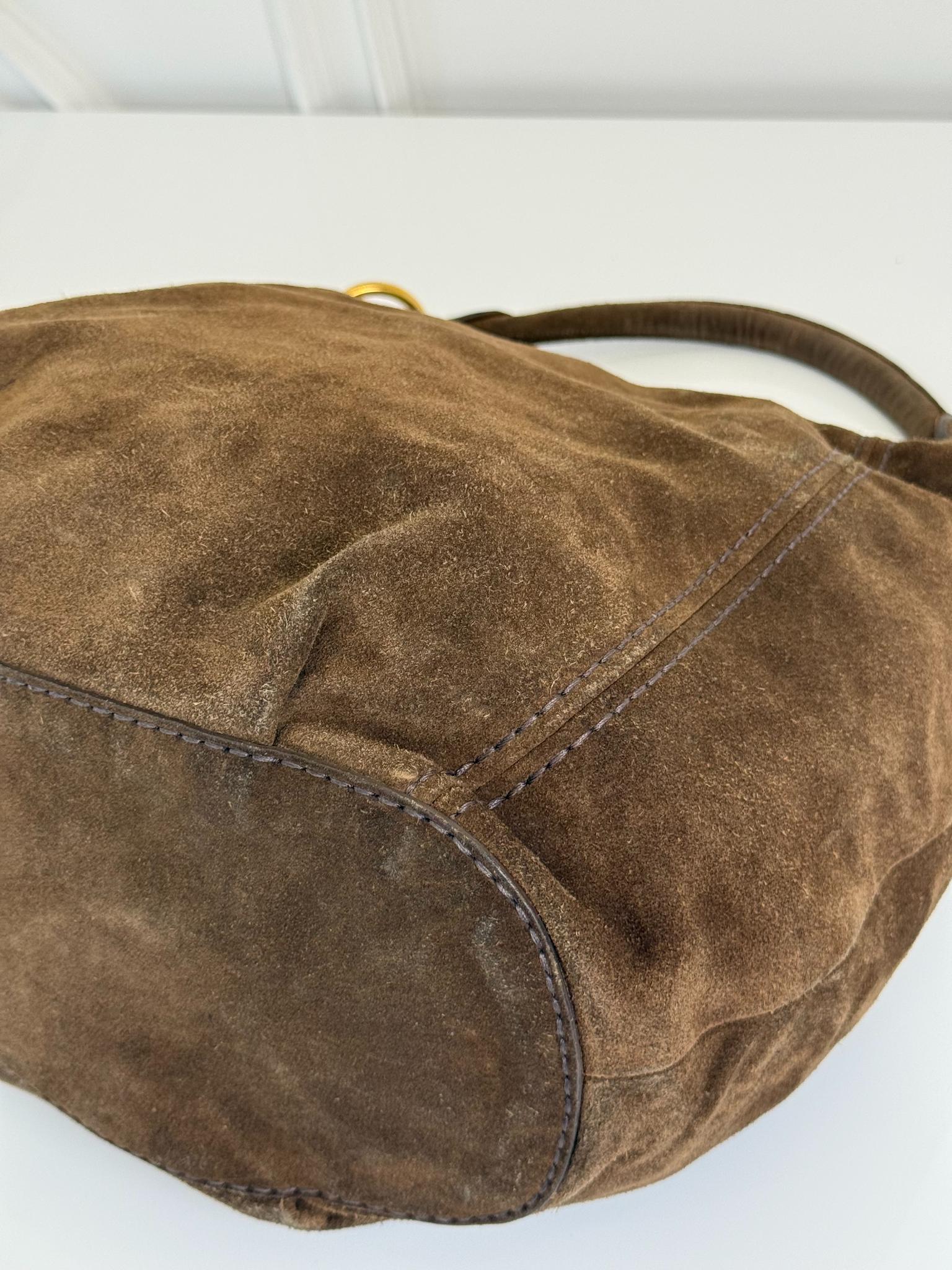 Prada Scamosciato Suede Brown Hobo Bag
