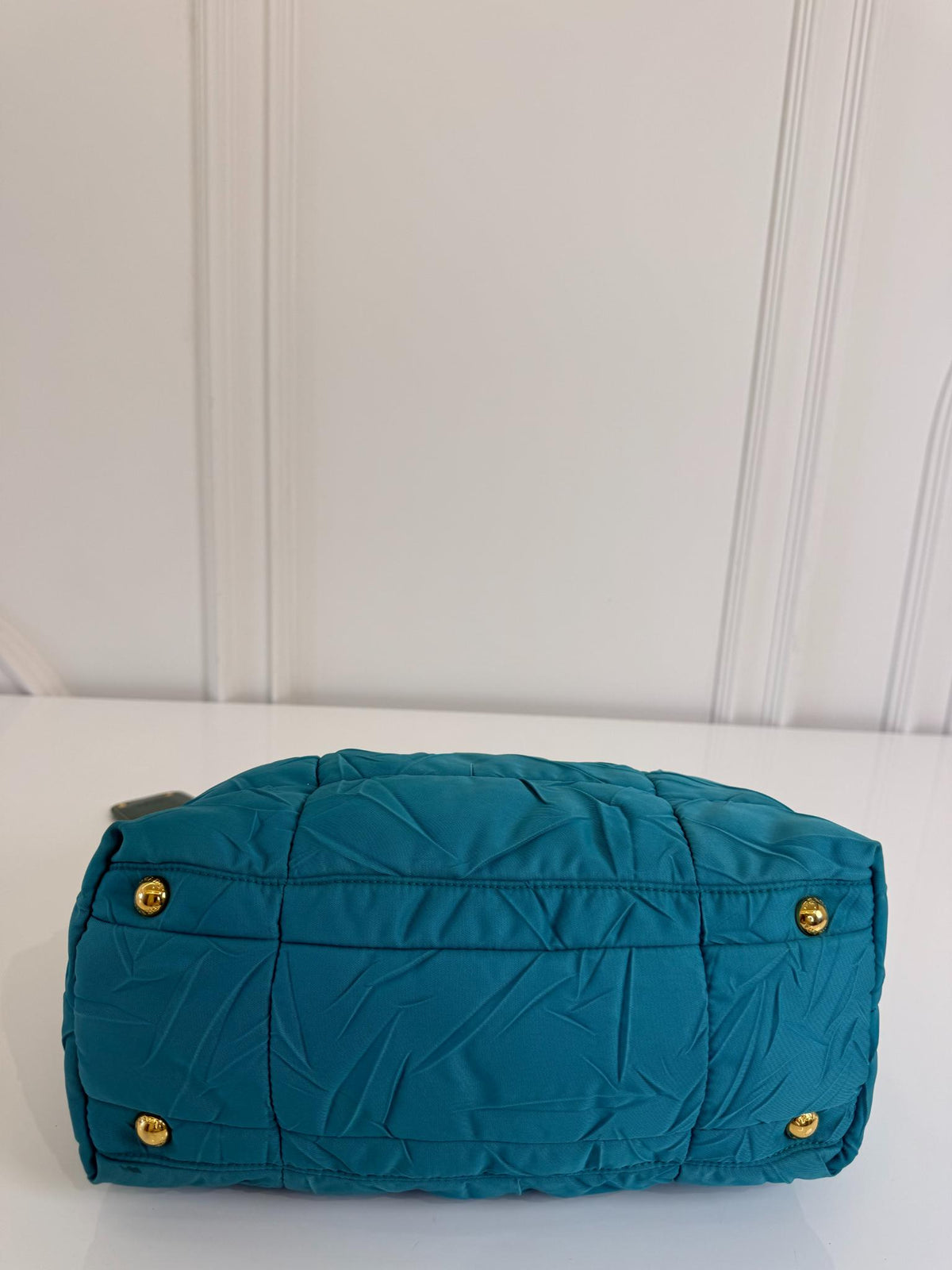 Prada Turquoise Nylon Quilted Shoulder Bag