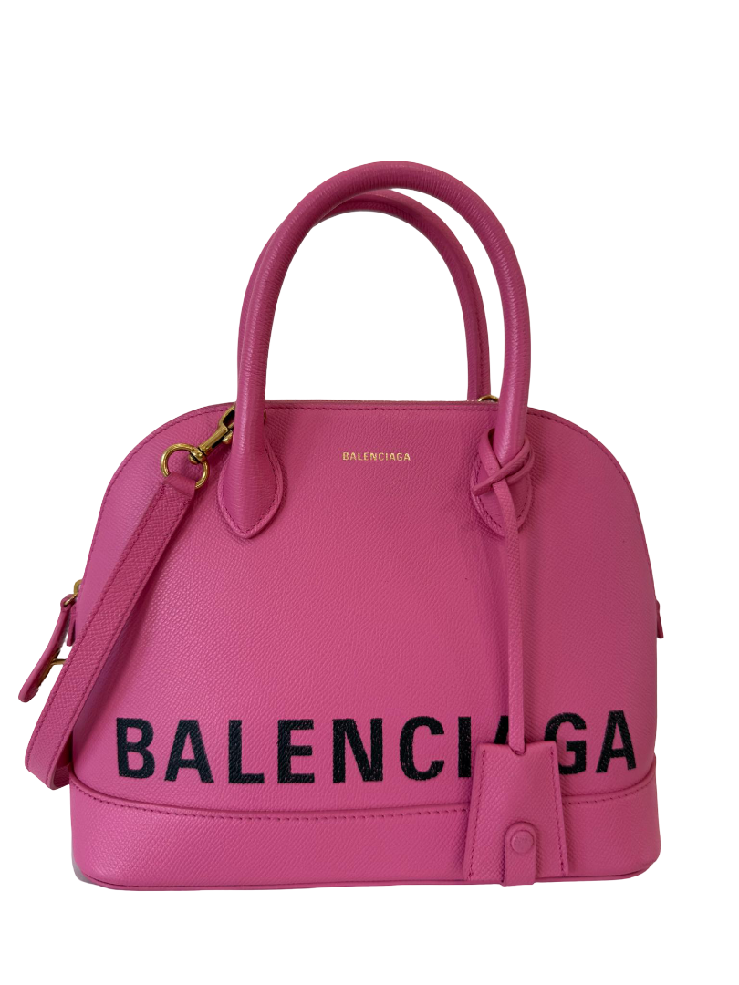 Balenciaga Pink Grained Leather Ville Top Handle Bag