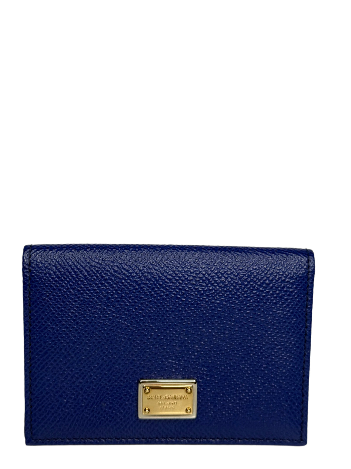 Dolce Gabbana Blue Dauphine Leather Flap Card Holder