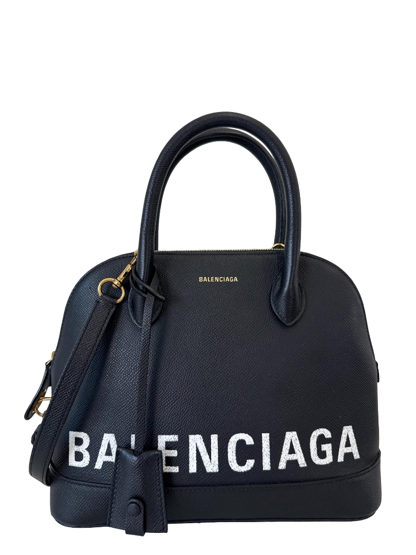 Balenciaga Black Grained Leather Ville Top Handle Bag