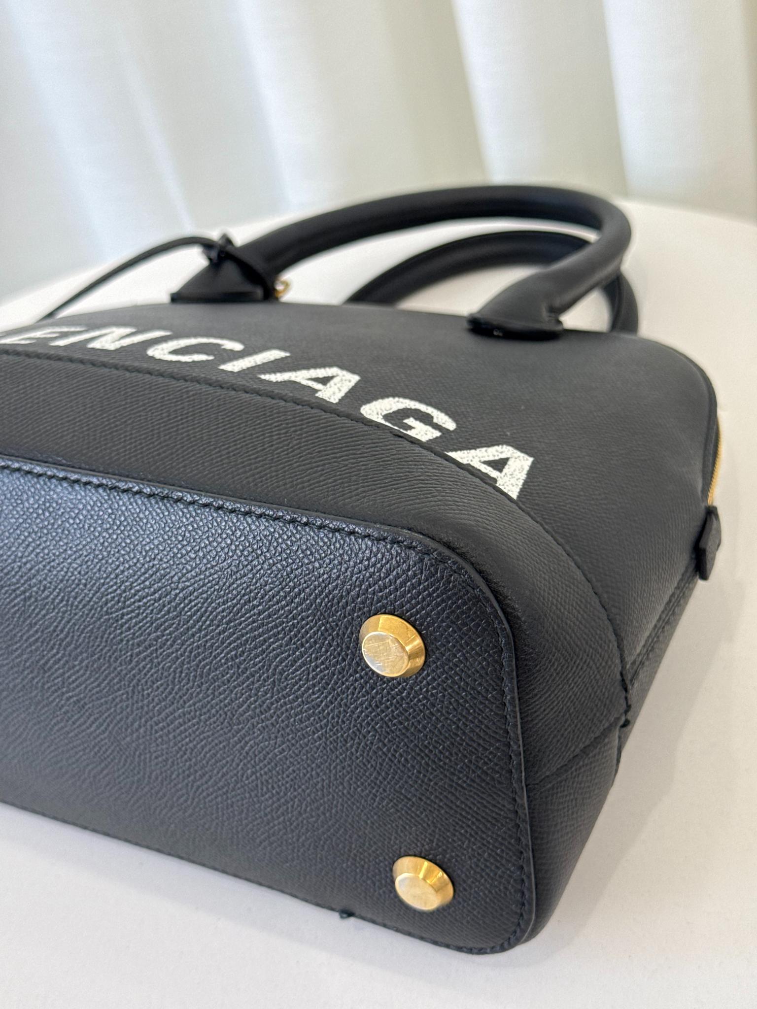 Balenciaga Black Grained Leather Ville Top Handle Bag