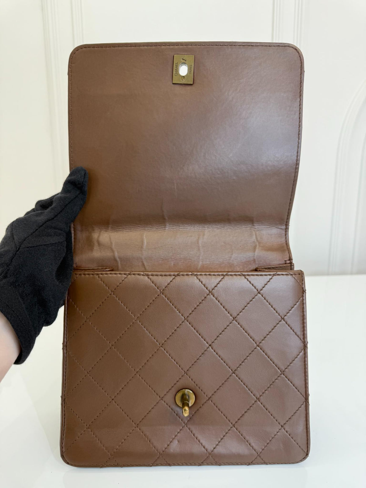 Chanel Kelly Vintage Brown Calfskin Leather Top Handle Bag