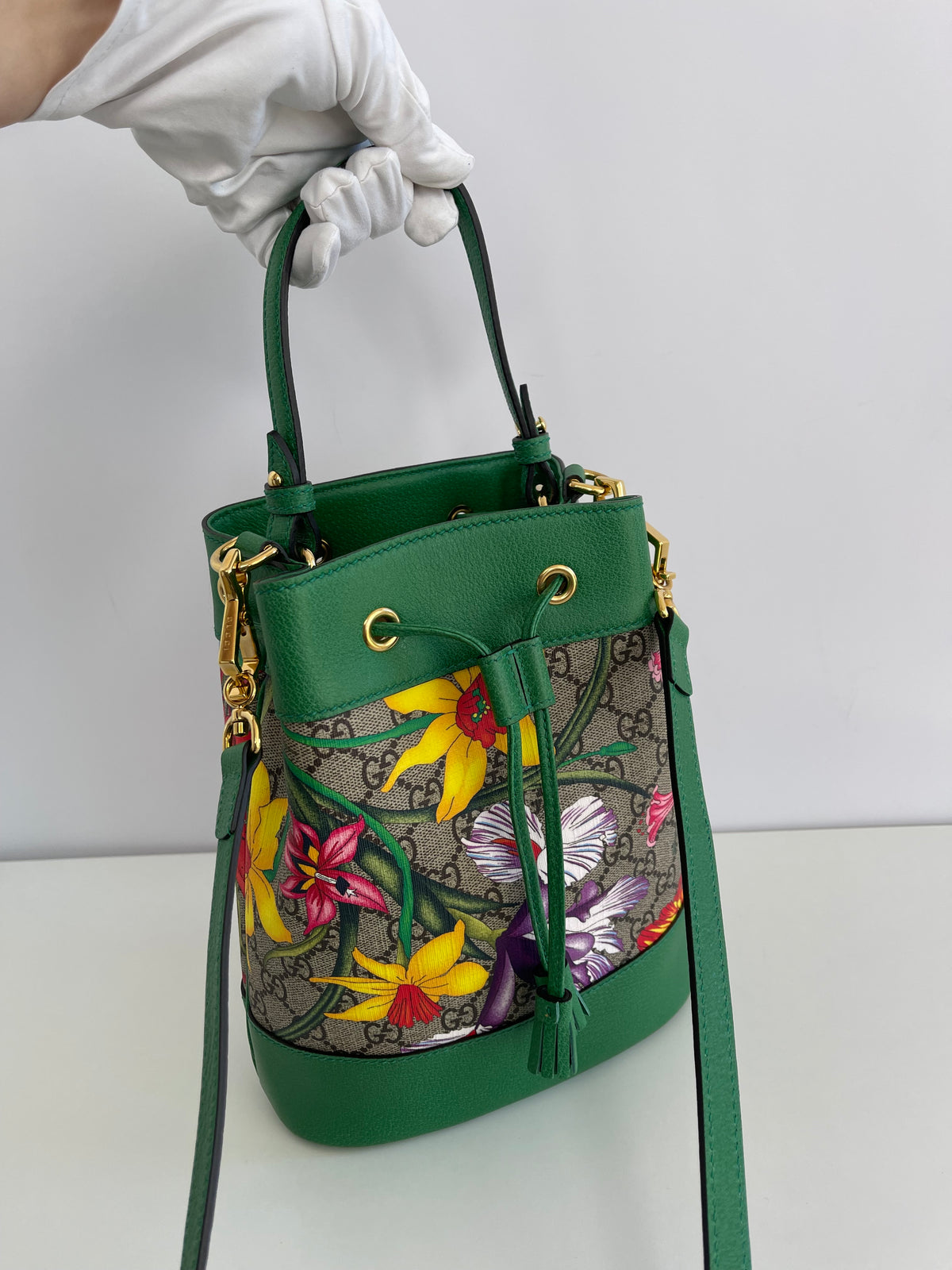 Gucci Ophidia GG Flora Small Bucket Green Limited Edition