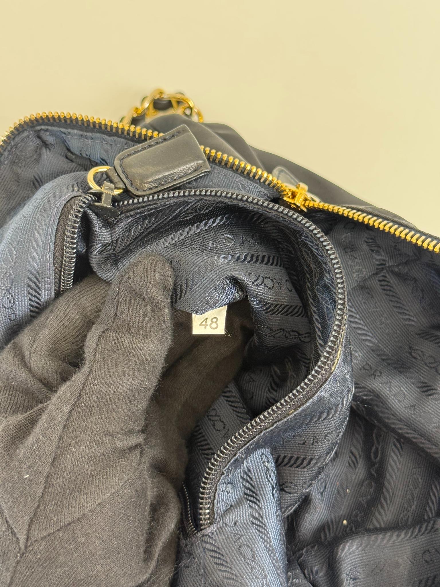 Prada Tessuto Nylon Chain Shoulder Bag Black