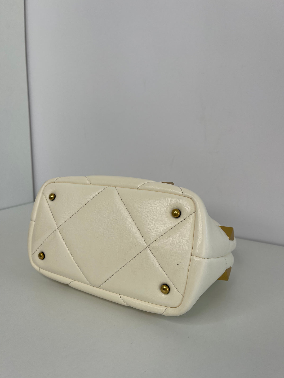 Valentino Garavani Small Roman Stud Off White Leather Bag
