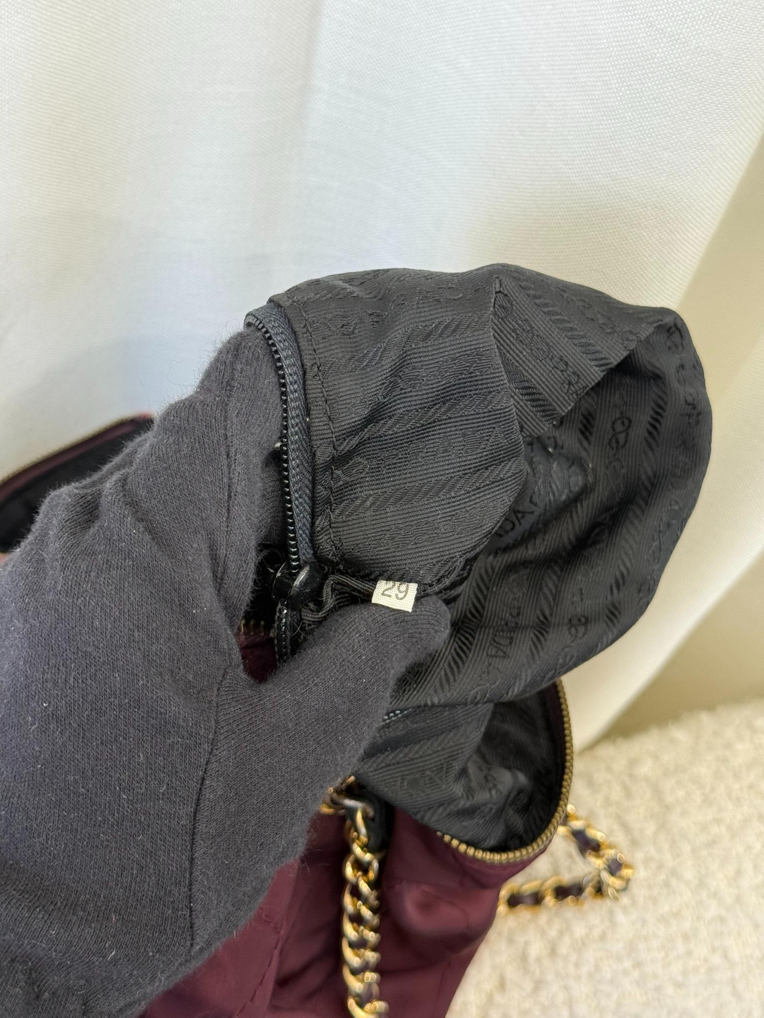 Prada Vintage Burgundy Nylon Quilted Shoulder Bag