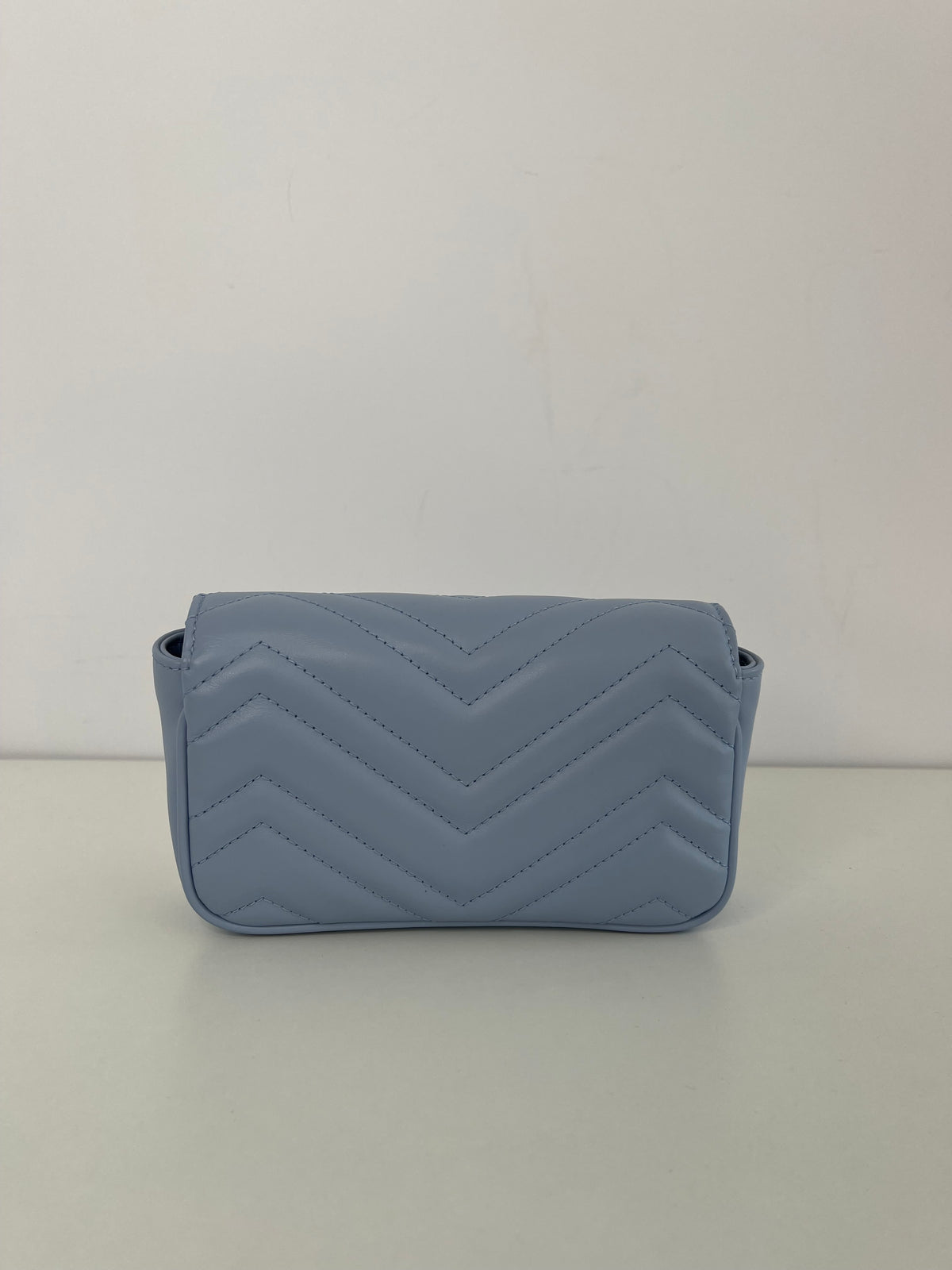 Gucci Calfskin Matelasse Monochrome GG Marmont Chain Bag Porcelain Light Blue