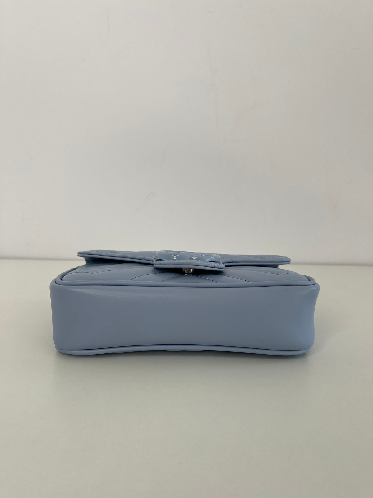Gucci Calfskin Matelasse Monochrome GG Marmont Chain Bag Porcelain Light Blue