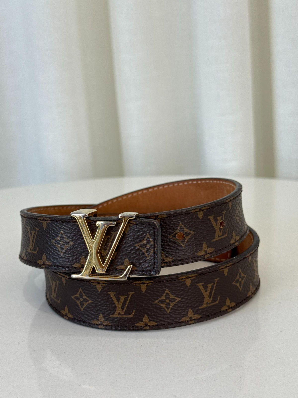 Louis Vuitton LV Buckle Initials Belt Monogram Canvas
