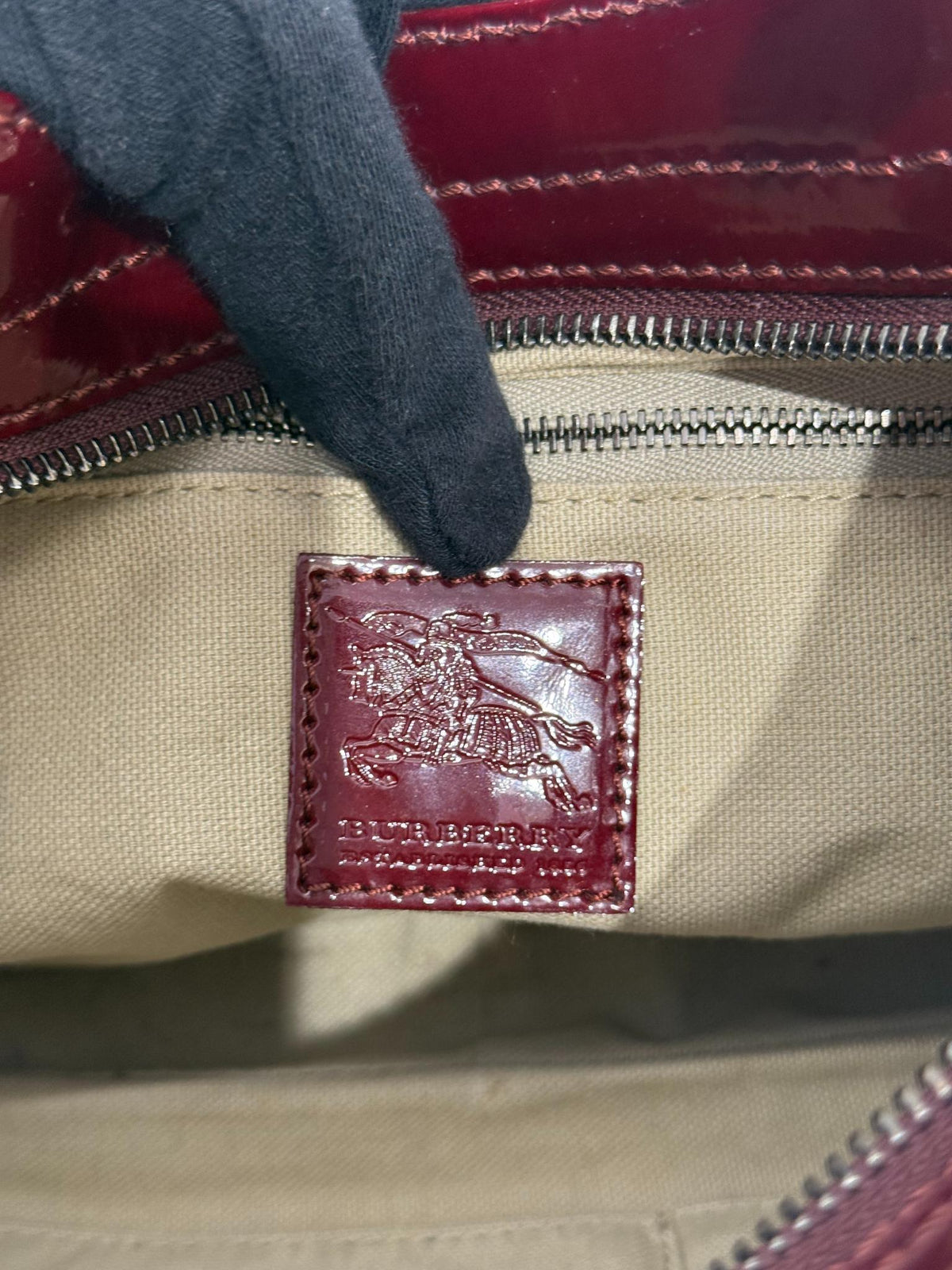 Burberry Burgundy Nova Check Heart Hobo Bag
