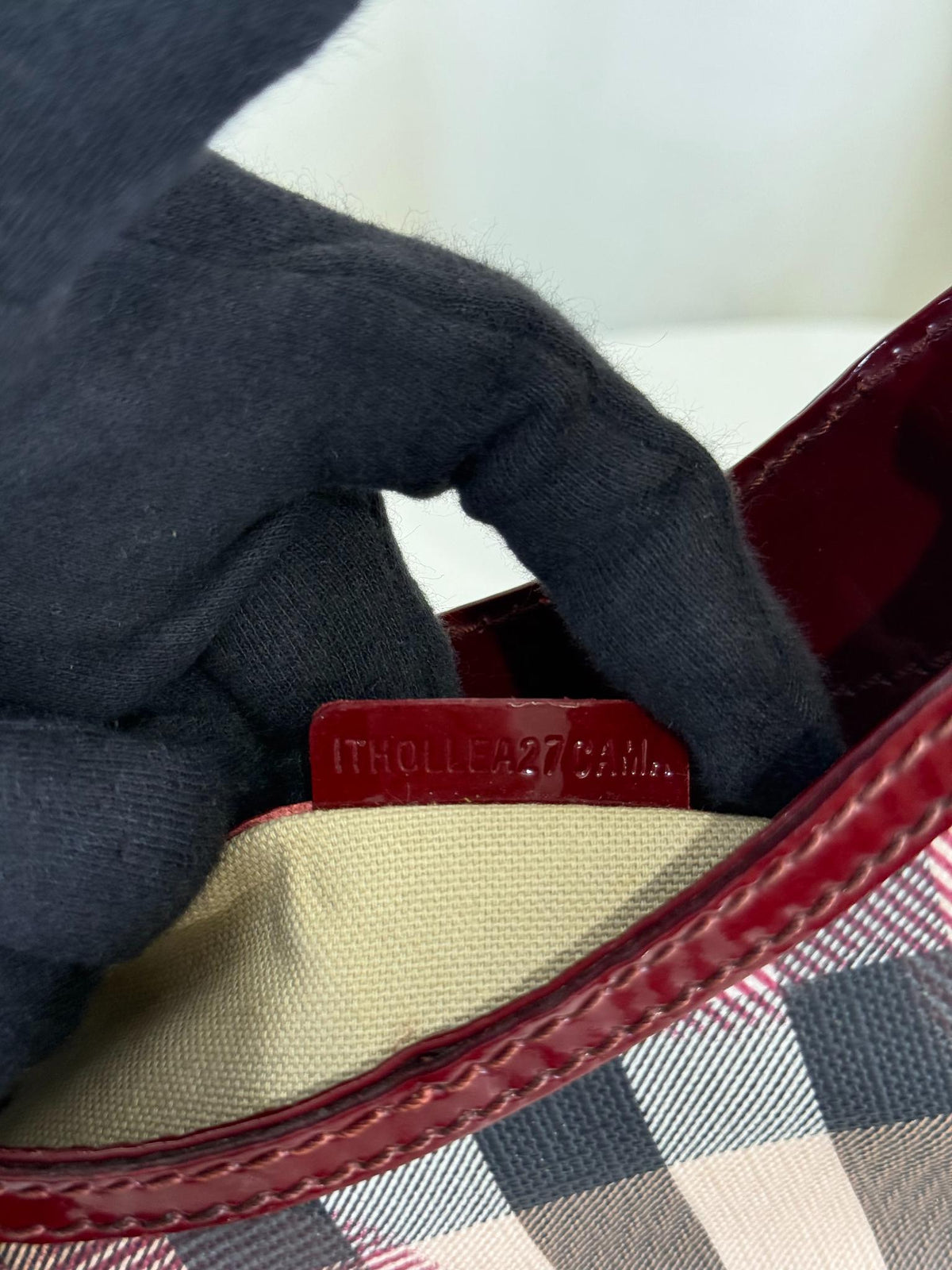 Burberry Burgundy Nova Check Heart Hobo Bag