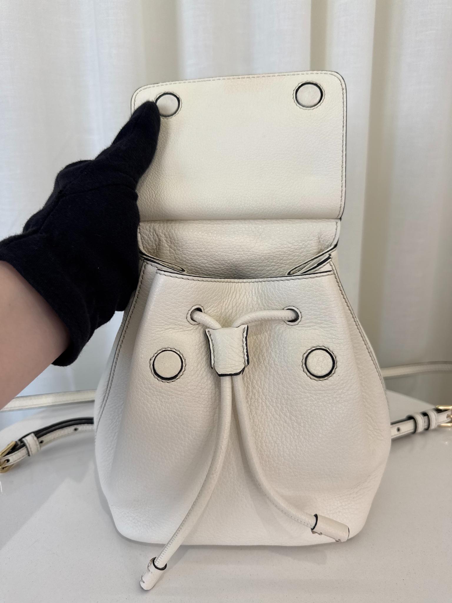Dolce Gabbana White Leather Sicily Backpack