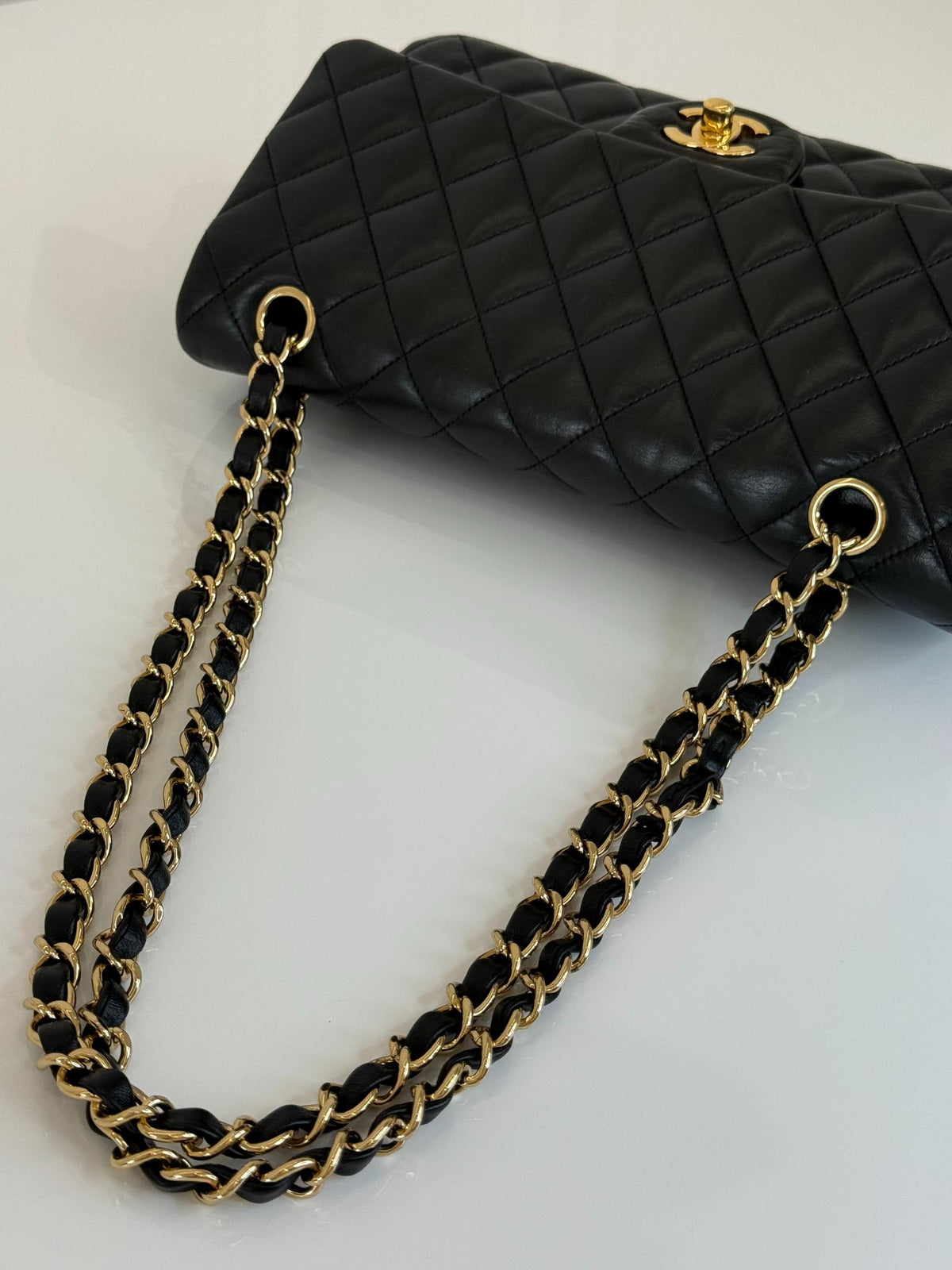 Chanel Classic Medium Double Flap Black Lambskin Shoulder Bag