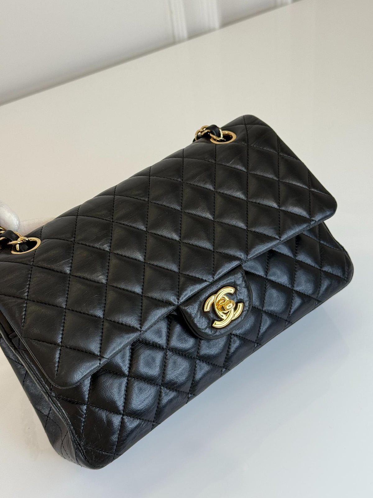 Chanel Classic Medium Double Flap Black Lambskin Shoulder Bag
